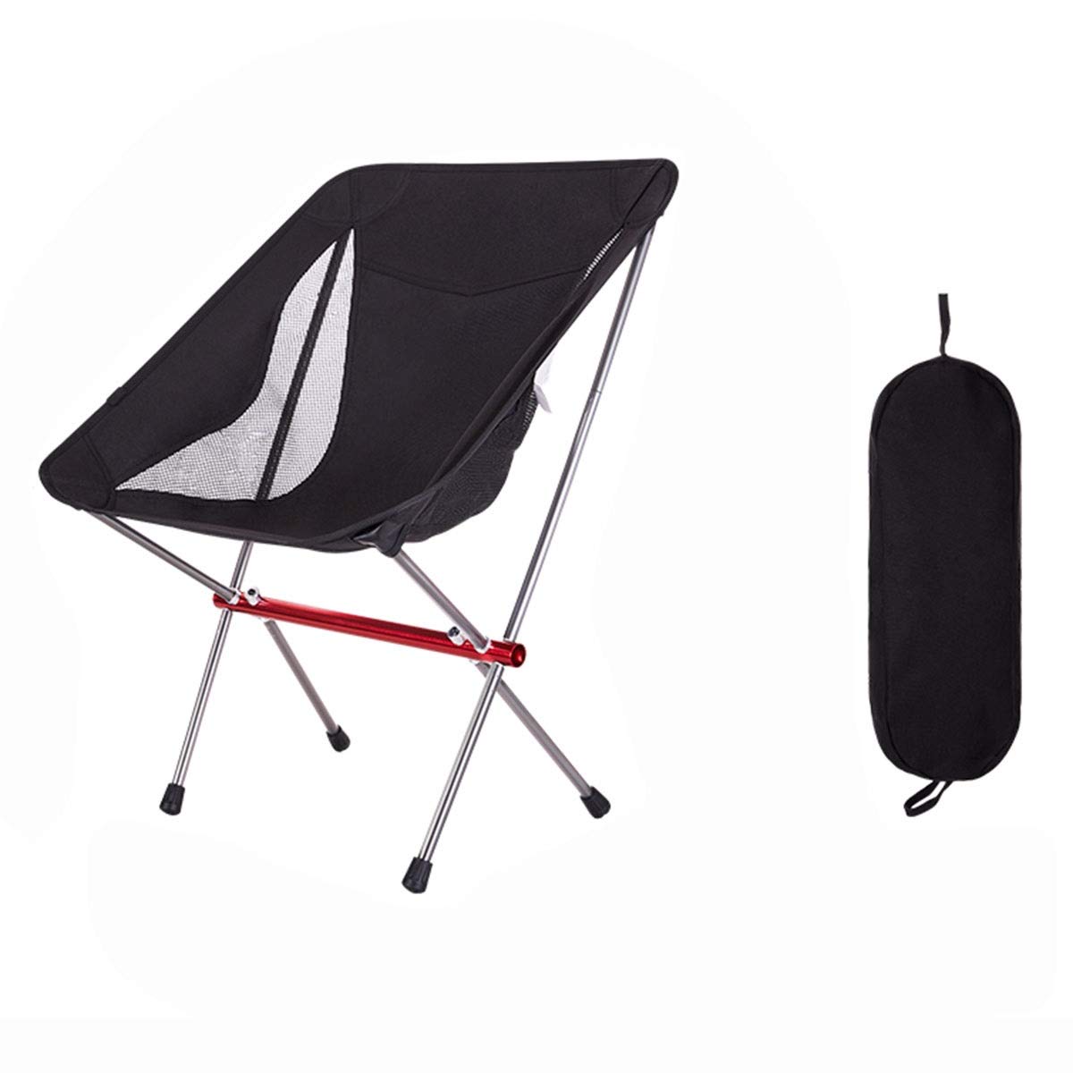 LLLD Portable Folding Camping Chair - Compact Lightweight Outdoor Chair for Hiking, Camping, Picnic - Includes Carry Bag (Black) | Perfect for Backyard, Beach, Fishing & Outdoor Adventures
