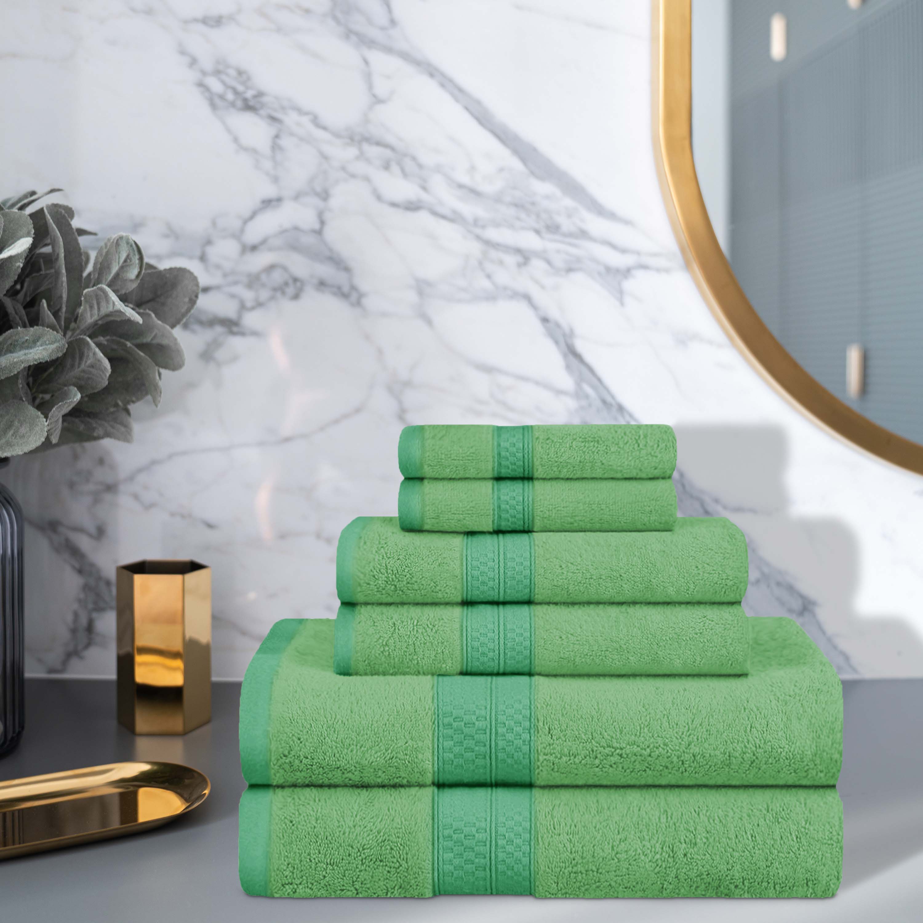 Ultra Soft Rayon Bamboo Cotton Blend 6-Piece Towel Set | Bath, Spa & Beach Towels | Luxurious & Absorbent for Home & Travel