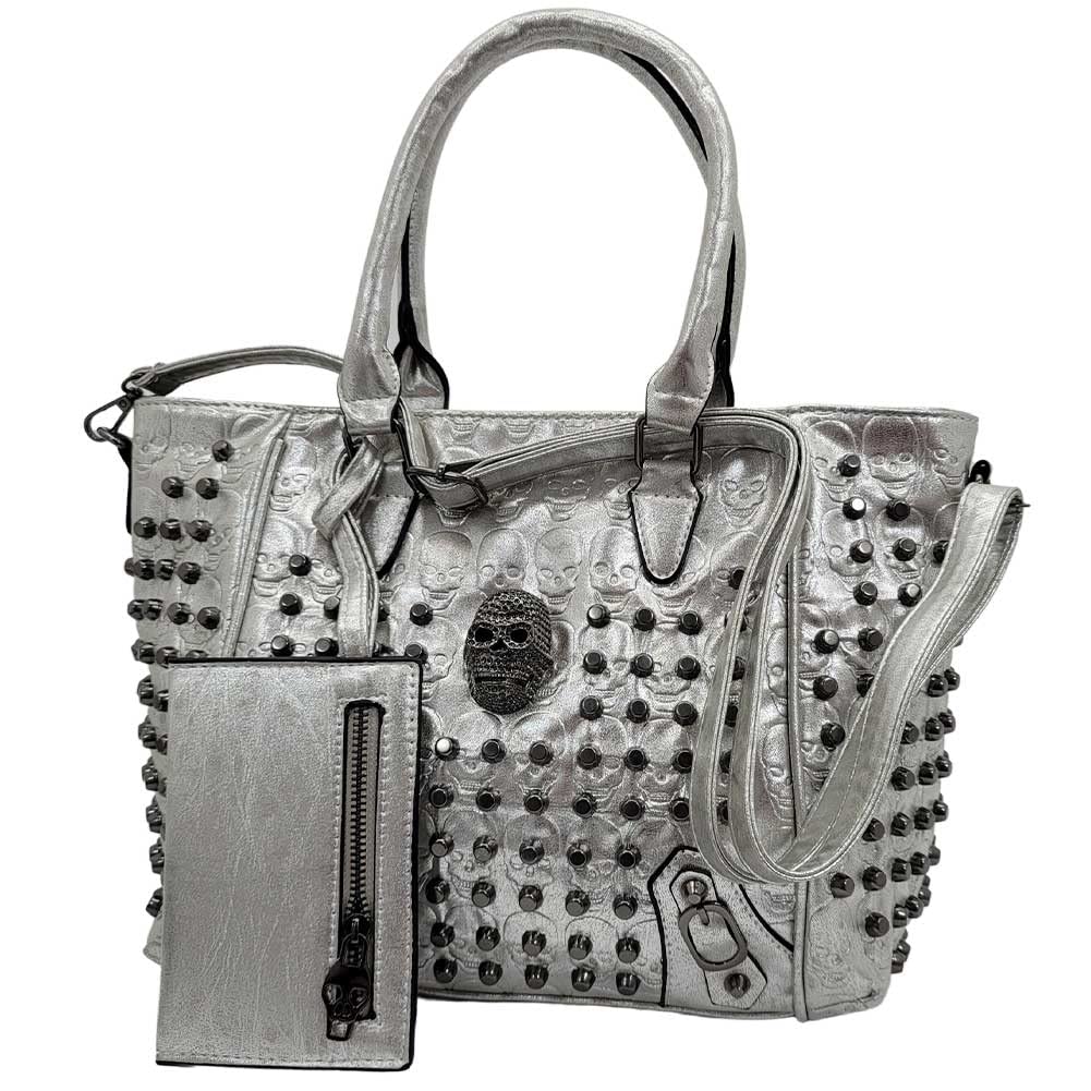 Gothic Rhinestone Skull Handbag - Embroidered PU Leather Tote Purse for Women | Perfect for Halloween, Parties & Gothic Fashion Accessories