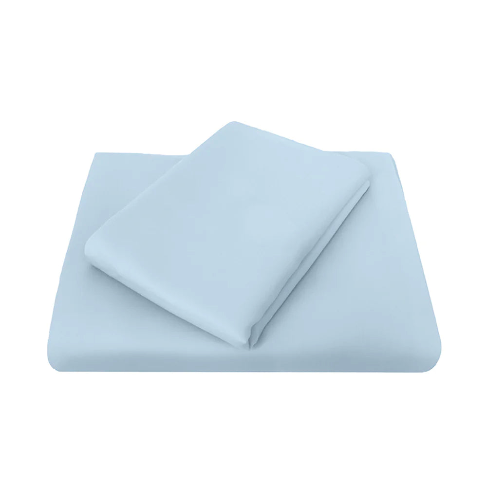 Premium Bambury Commercial 210 Thread Count Polyester/Cotton Blend Sheet Set - Flat or Fitted Sheet in Blue | Soft & Breathable Bedding for Hotels, Dorms & Home Use