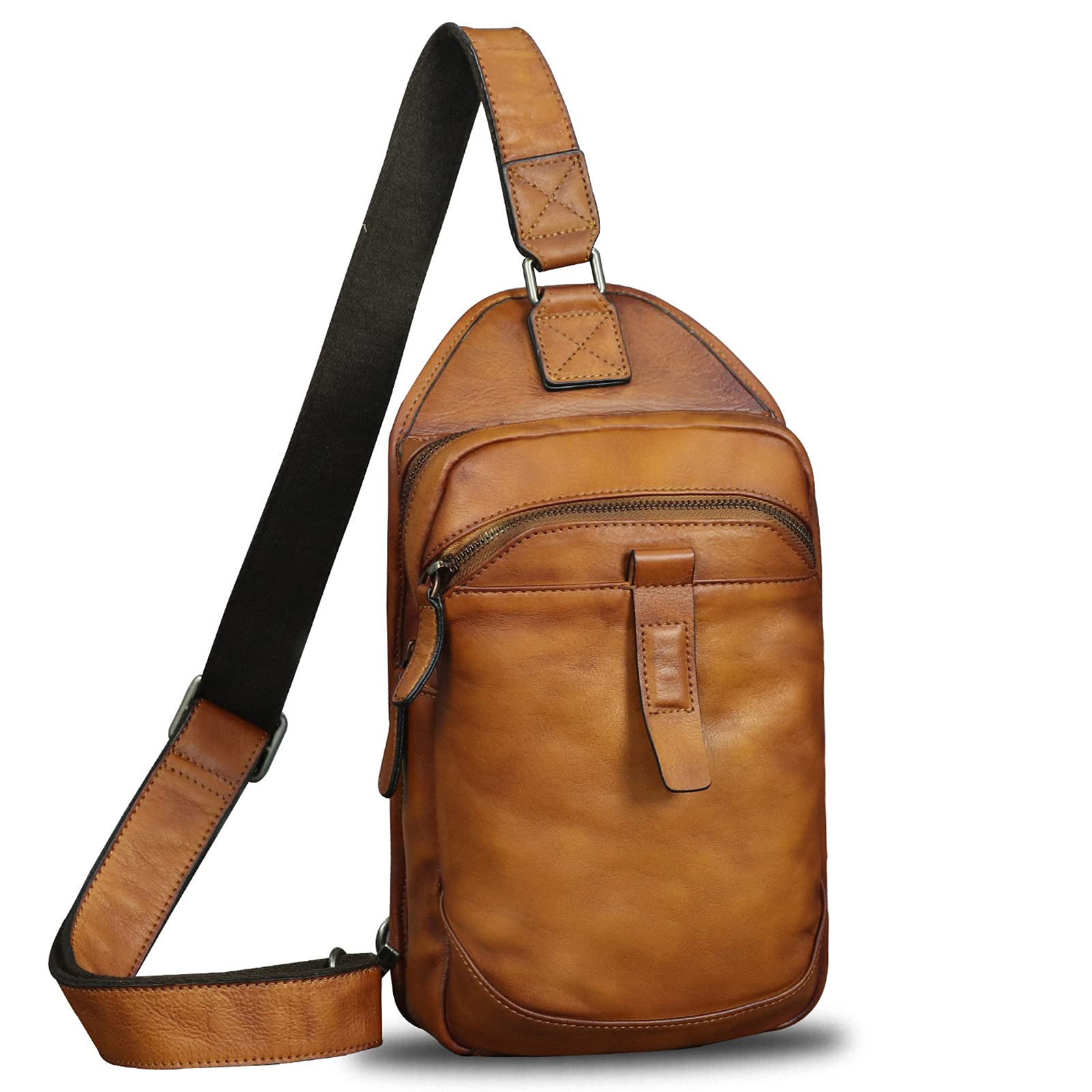 LRTO Genuine Leather Sling Bag for Men & Women - Vintage Crossbody Shoulder Backpack Purse - Perfect for Travel, Work & Daily Commute