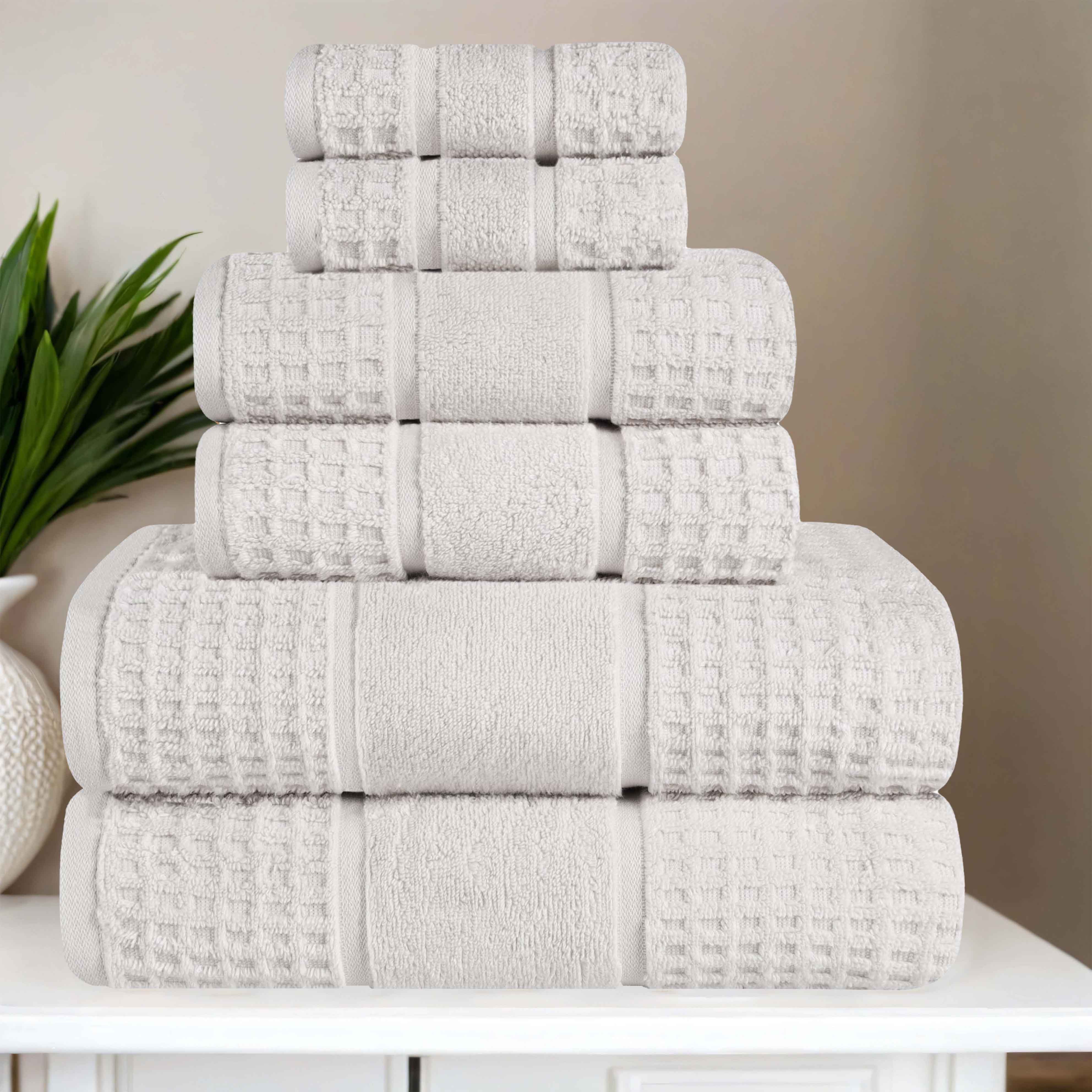 Premium 6-Piece Zero Twist Cotton Waffle Towel Set - Ultra Soft & Absorbent Honeycomb Weave Bath Towels for Spa, Gym & Luxury Home Use