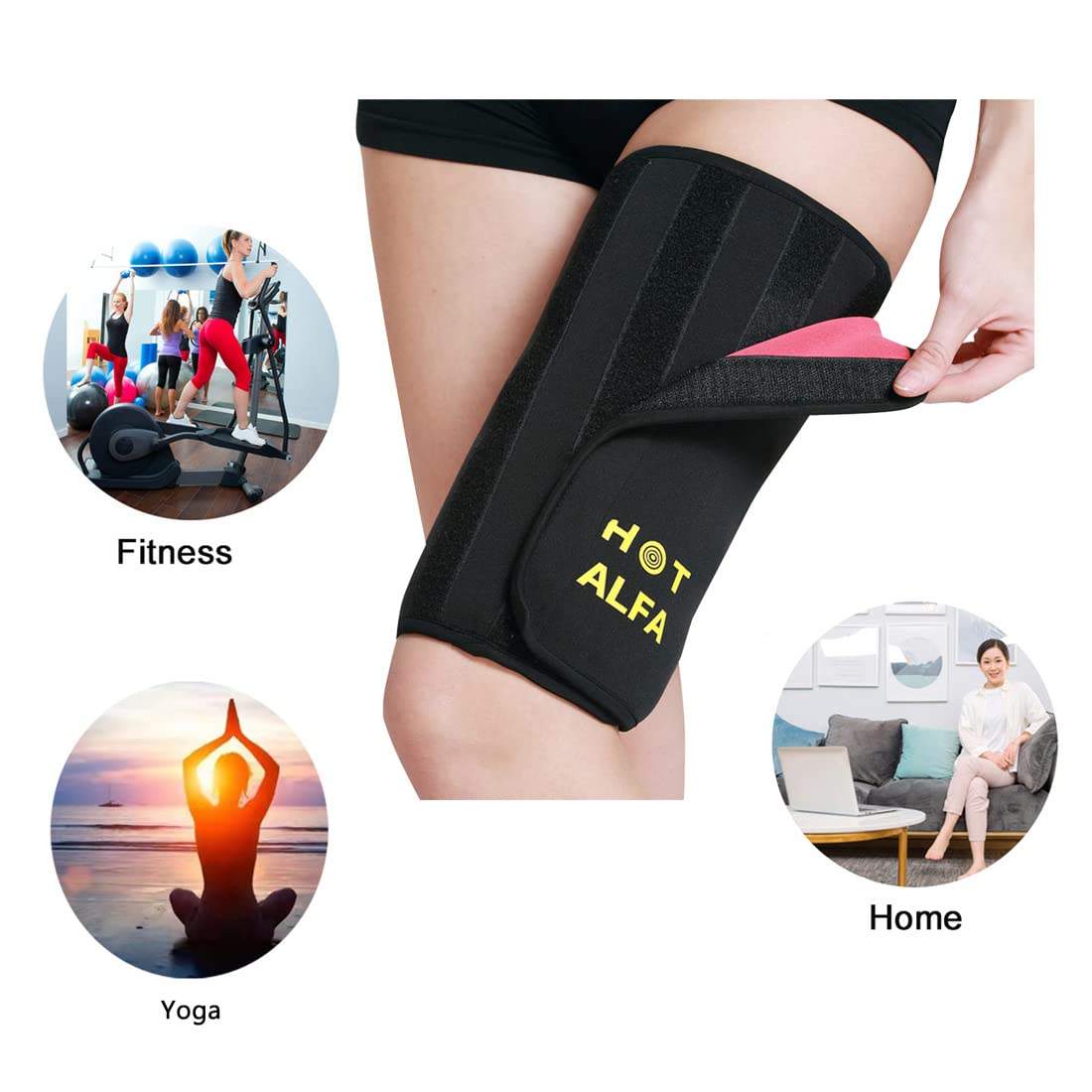 2 Pack Thigh Trimmer Wraps - Sweat Bands for Women & Men, Athletic Compression Thigh Support for Workout, Fitness & Weight Loss - Boosts Sweat & Heat to Maximize Exercise Results - Perfect for Gym, Running & Home Workouts