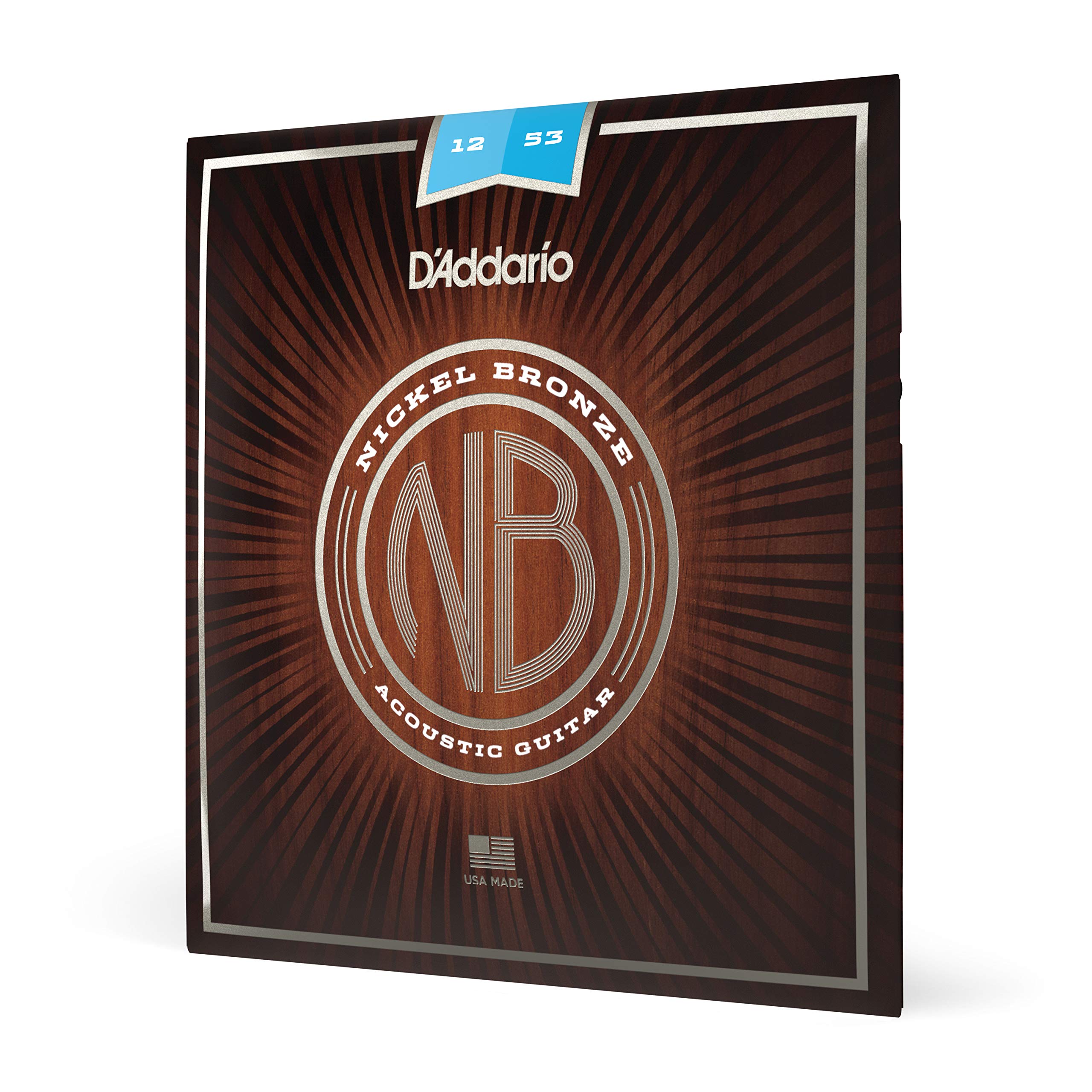 D'Addario NB1253 Acoustic Guitar Strings - Nickel Bronze Light Gauge 12-53 (6-String Set) | Bright Tone & Long-Lasting Performance | Perfect for Folk, Blues & Fingerstyle Playing