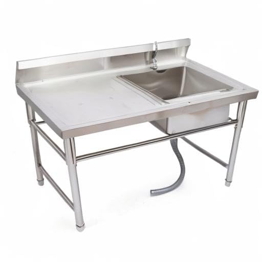 **Stainless Steel Commercial Outdoor Sink with Drainboard - 47 Inch Single Bowl Utility Sink for Restaurant, Kitchen, Home, Garage & Laundry | Durable & Easy to Clean for Outdoor Cooking, Camping & RV Use**