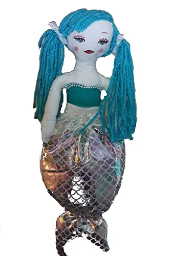 Blue Mermaid Plastic Grocery Bag Dispenser & Organizer - Reusable Shopping Bags Storage for Kitchen, Pantry & Home Decor