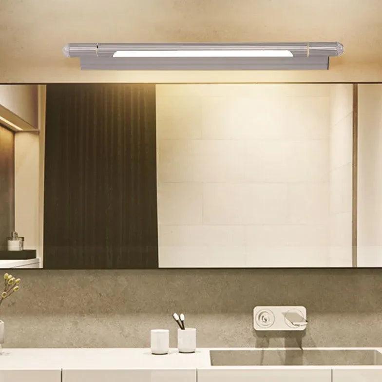 Silver LED Tube Lights for Bathroom Mirror - Modern Vanity Lighting for Makeup, Shaving & Grooming - Energy Efficient Waterproof Bathroom Decor