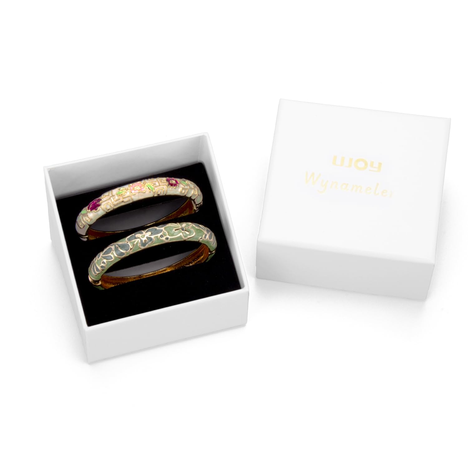 Vintage Cloisonne Enamel Flower Bracelet - Gold Plated Cuff Bangle for Women, Handmade Jewelry Gift Set with Elegant Box - Perfect for Parties, Weddings & Special Occasions