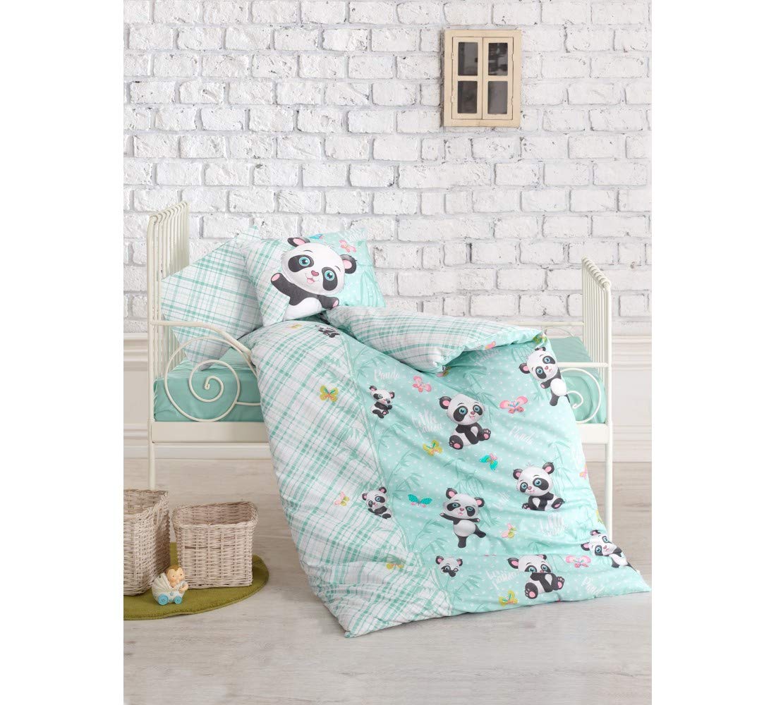 100% Cotton Panda Themed Baby Duvet Cover Set - Soft Crib Bedding for Girls & Boys, Nursery Decor, Cute Animal Print Bed Set for Newborn & Toddler (Perfect for Nursery, Baby Shower Gift & Cozy Sleep)