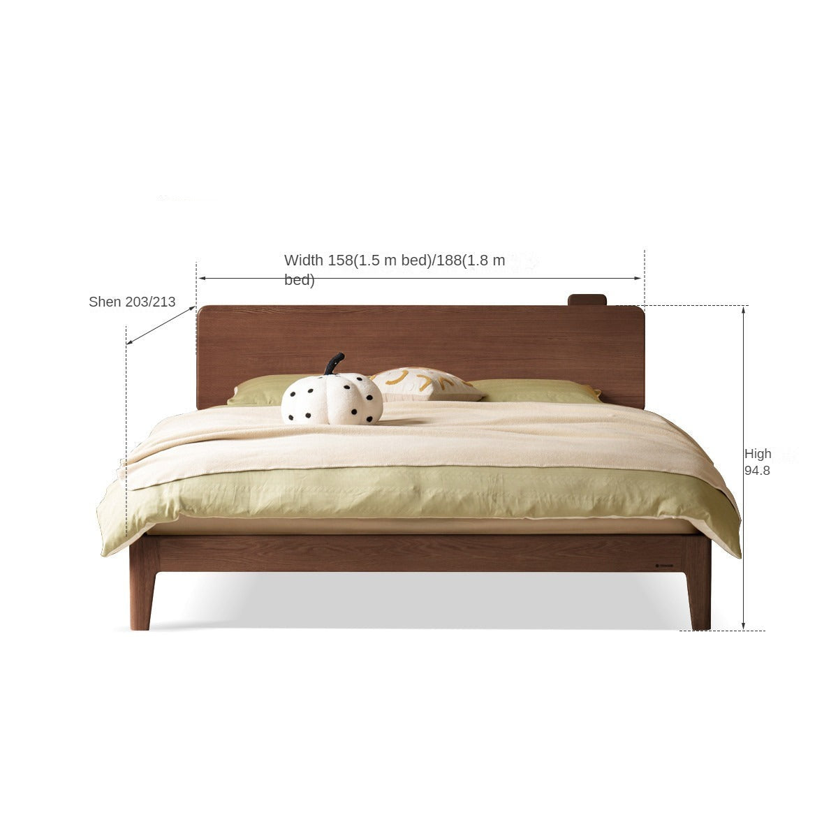 Solid Oak Wood High Headboard Bed - Queen Size, Rustic Farmhouse Style for Bedroom Decor - Perfect for Master Bedrooms, Guest Rooms & Cozy Retreats