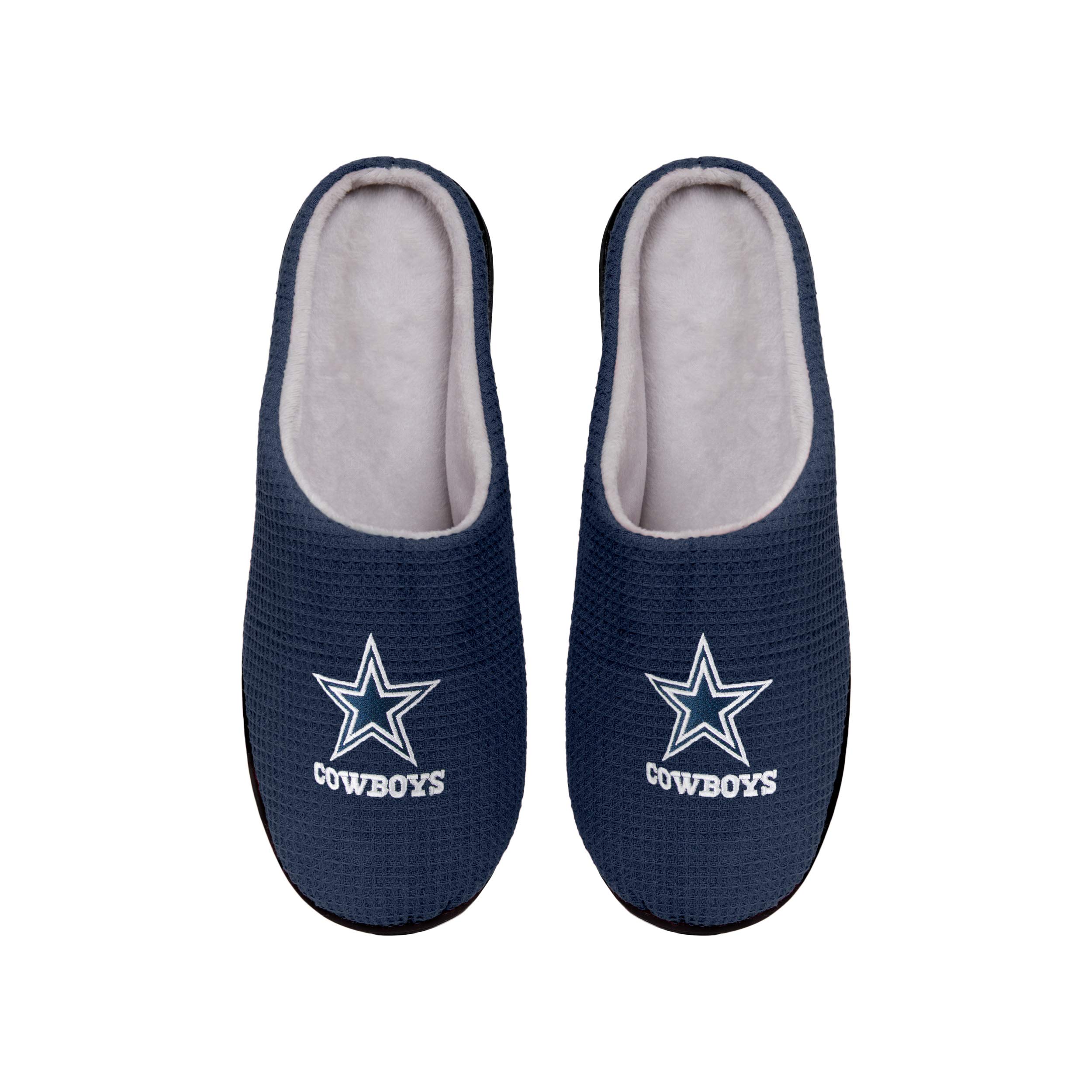 FOCO Men's NFL Team Logo Memory Foam Slide Slippers - Comfortable House Shoes for Indoor/Outdoor Wear - Perfect for Lounging, Travel & Gameday