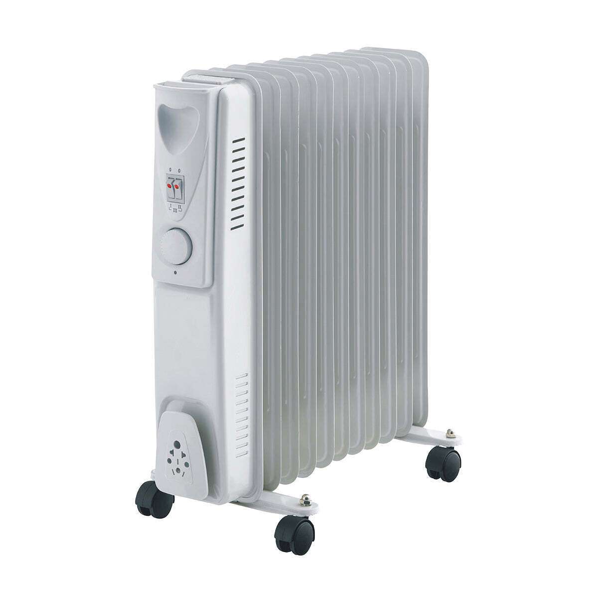 11 Fin Oil Column Heater 2400W with 3 Heat Settings & Wheels - Portable Space Heater for Bedroom, Living Room & Office - Energy Efficient Quiet Heating Solution for Winter
