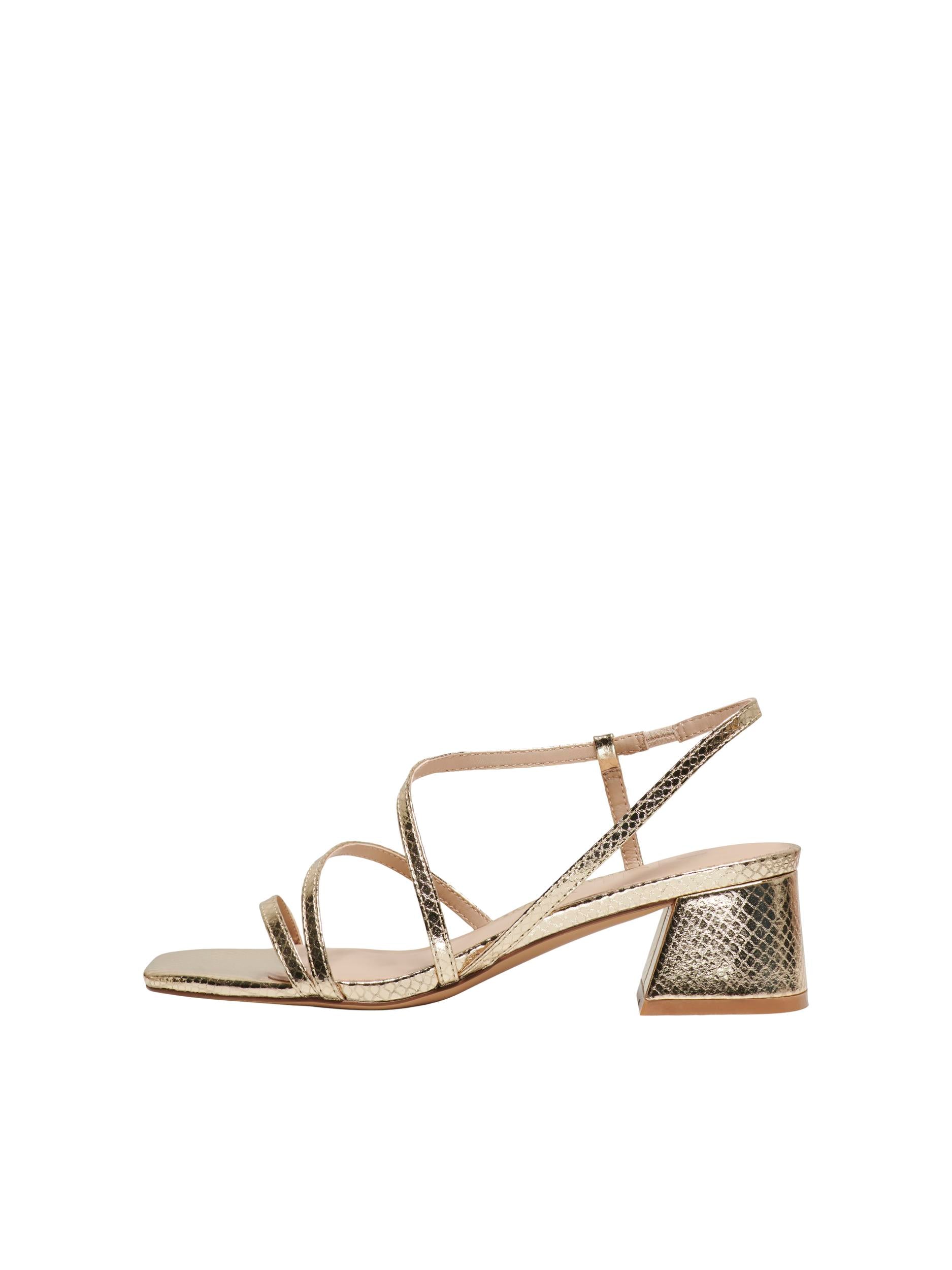 AYLIN Women's Gold Block Heel Sandals - Comfortable Summer Dress Shoes for Weddings, Parties & Office Wear