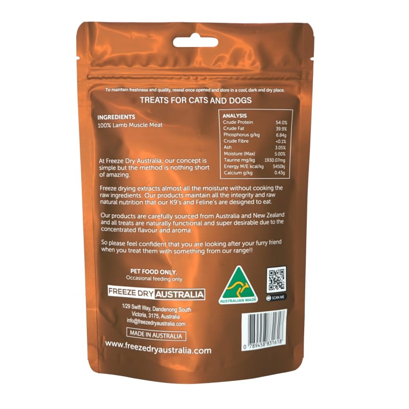 Freeze Dried Australian Lamb Dog Treats - 100g All-Natural Training Snacks for Small & Large Dogs - Perfect for Outdoor Adventures & Reward-Based Training