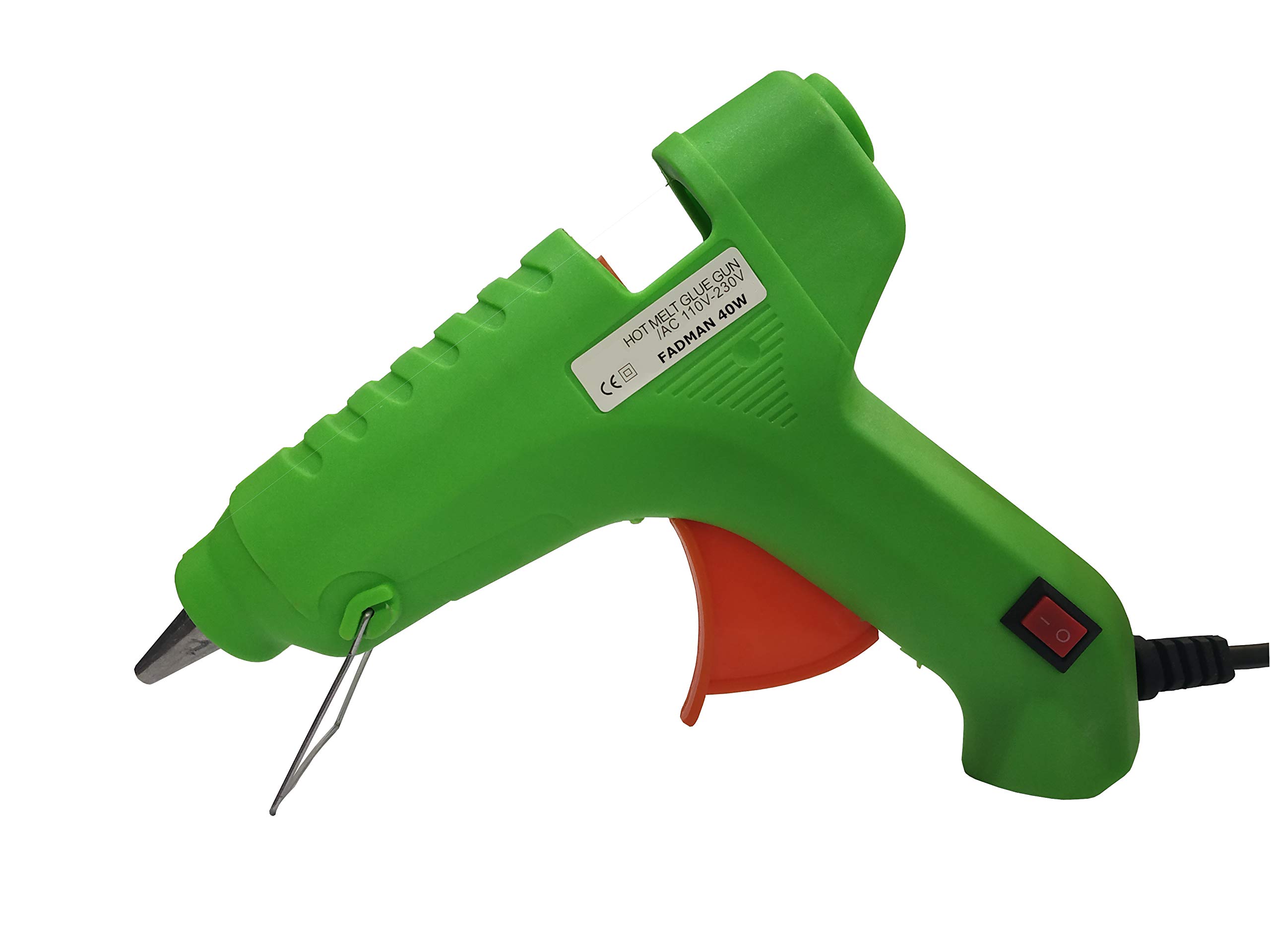 FADMAN 40W Hot Melt Glue Gun with ON/OFF Switch - Includes 5 Clear Adhesive Glue Sticks for DIY Crafts, Home Repairs & Woodworking Projects
