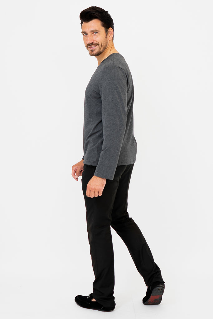 Adam Men's Long Sleeve Shirt - Graphite Color Bamboo Fabric - Perfect for Work, Travel & Outdoor Activities