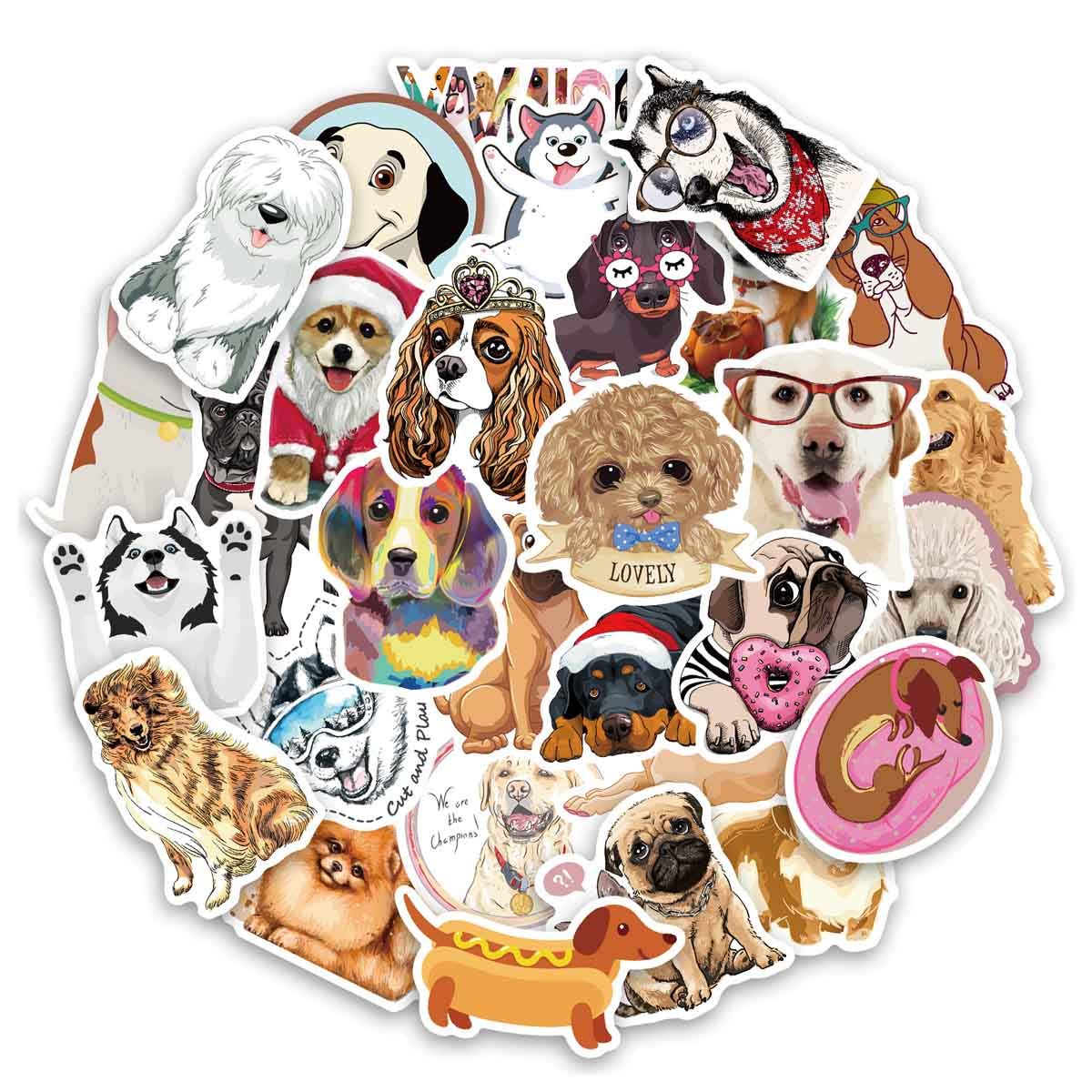 80pcs Cute Dog Stickers - Waterproof Vinyl Decals for Water Bottles, Laptops & More - Perfect for Dog Lovers & Gifts
