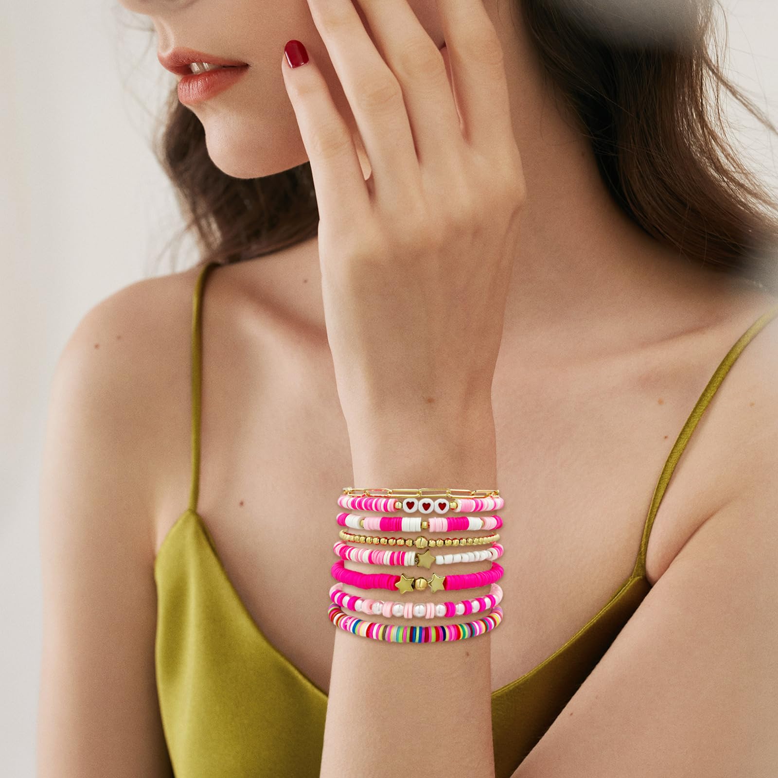 HIIXHC Women's Clay Bead Stretch Bracelets - Stackable Friendship Beads Jewelry Set for Women & Girls | Perfect for Everyday Wear, Gifts & Boho Fashion Accessories
