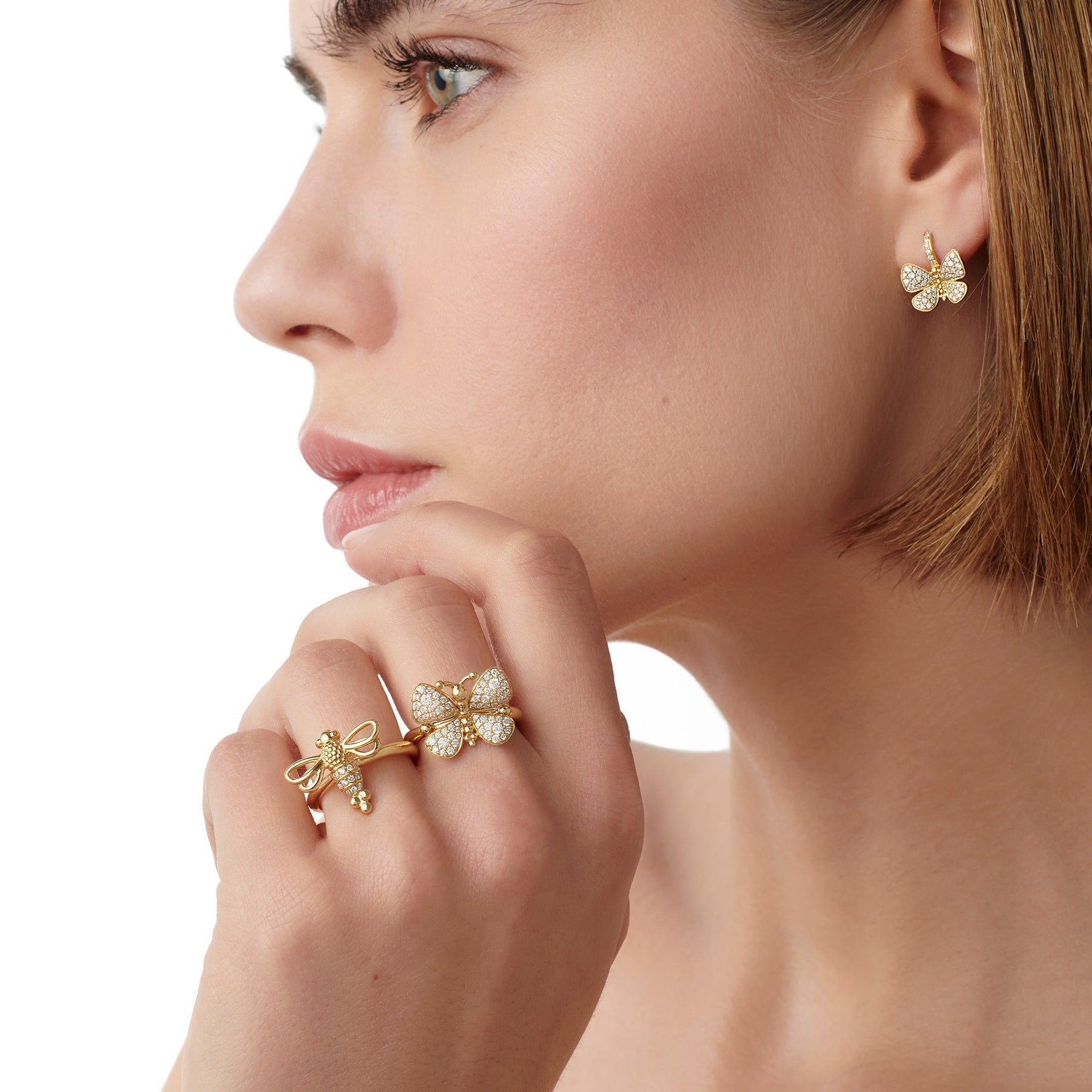 Temple St. Clair Snow Butterfly Ring - 18K Gold Plated Butterfly Jewelry for Women, Elegant Gift for Her | Perfect for Weddings, Anniversaries & Special Occasions