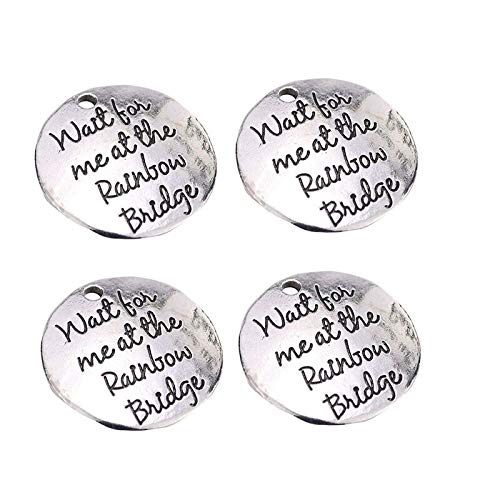 10 Pack Handmade Alloy Rainbow Bridge Memorial Charms - Antique Round DIY Pendants for Bracelet Making, Pet Loss Gift & Keepsake Jewelry Crafting