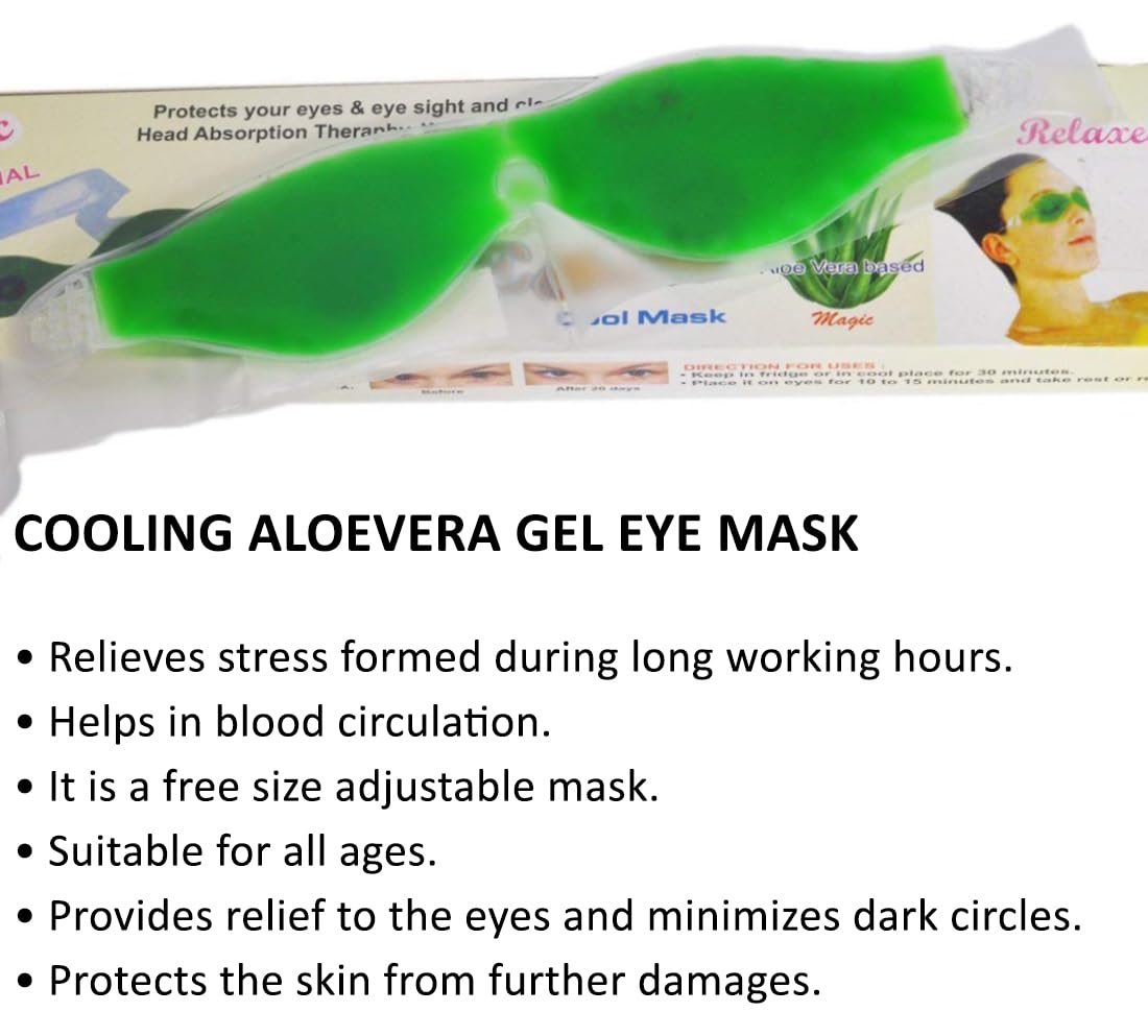 INEVER Aloe Vera Cooling Gel Sleeping Eye Mask - 4 Pack, Dark Circle & Puffiness Relief, Soothing Eye Patches for Fatigue & Stress - Perfect for Overnight Use, Travel & Spa Relaxation