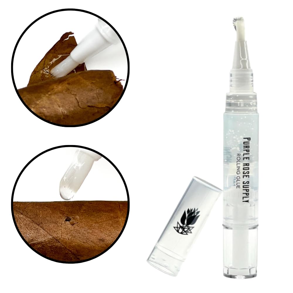 Purple Rose Supply Cigar Repair Glue & Crack Sealer - Natural Plant Cellulose Adhesive Pen with Brush - Fix Damaged Cigar Wrappers Easily - 4ml Glue Stick - Perfect for Cigar Lovers & Humidor Maintenance