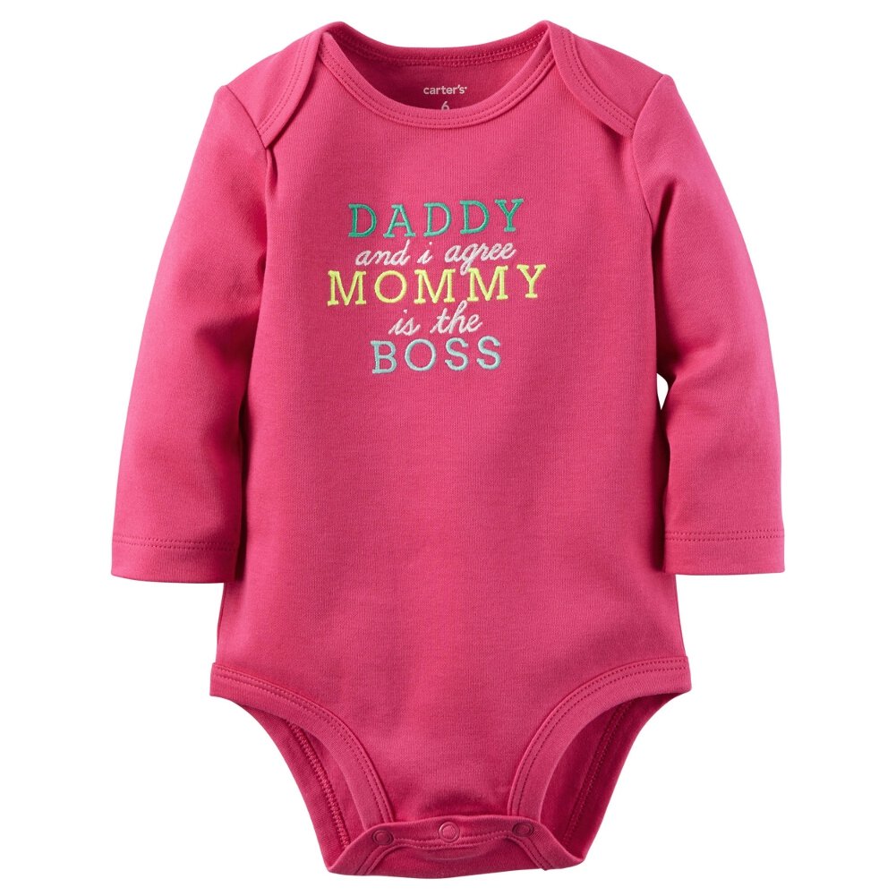 Carters Baby Girls 'Mommy's The Boss' Pink Collectible Bodysuit 3M - Perfect for Newborn Photos, Family Outings & Special Occasions