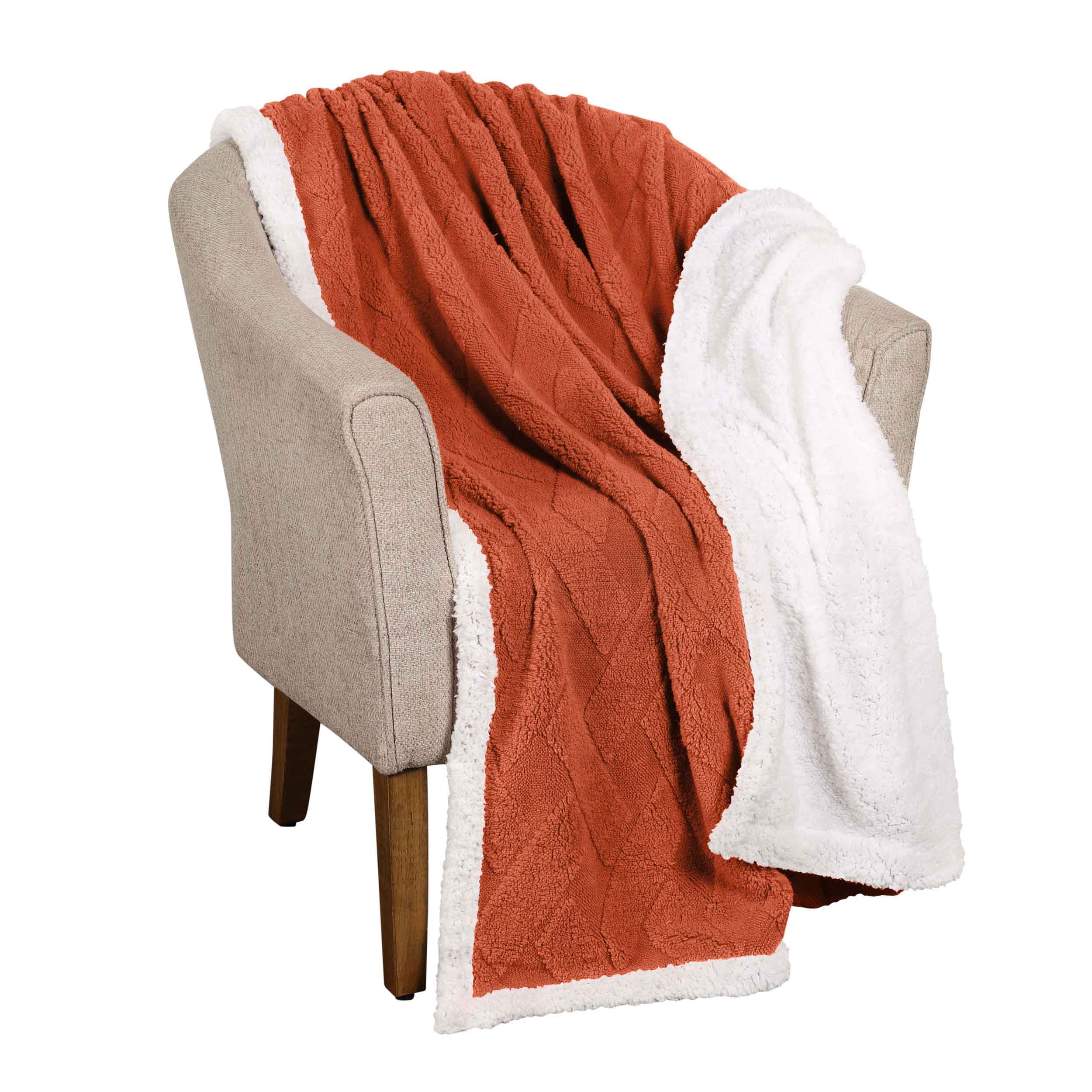 Nuuk Reversible Jacquard Lattice Plush Sherpa Fleece Blanket - Ultra Soft & Warm Winter Throw for Couch, Bed, Sofa - Perfect for Home, Office & Travel Use