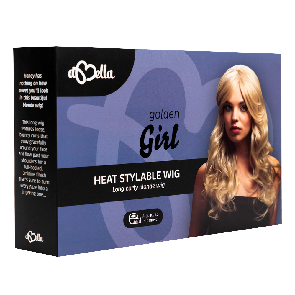 Abell'a Golden Girl 55cm Curly Synthetic Wig - Natural Looking Heat Resistant Hairpiece for Cosplay, Halloween & Daily Fashion