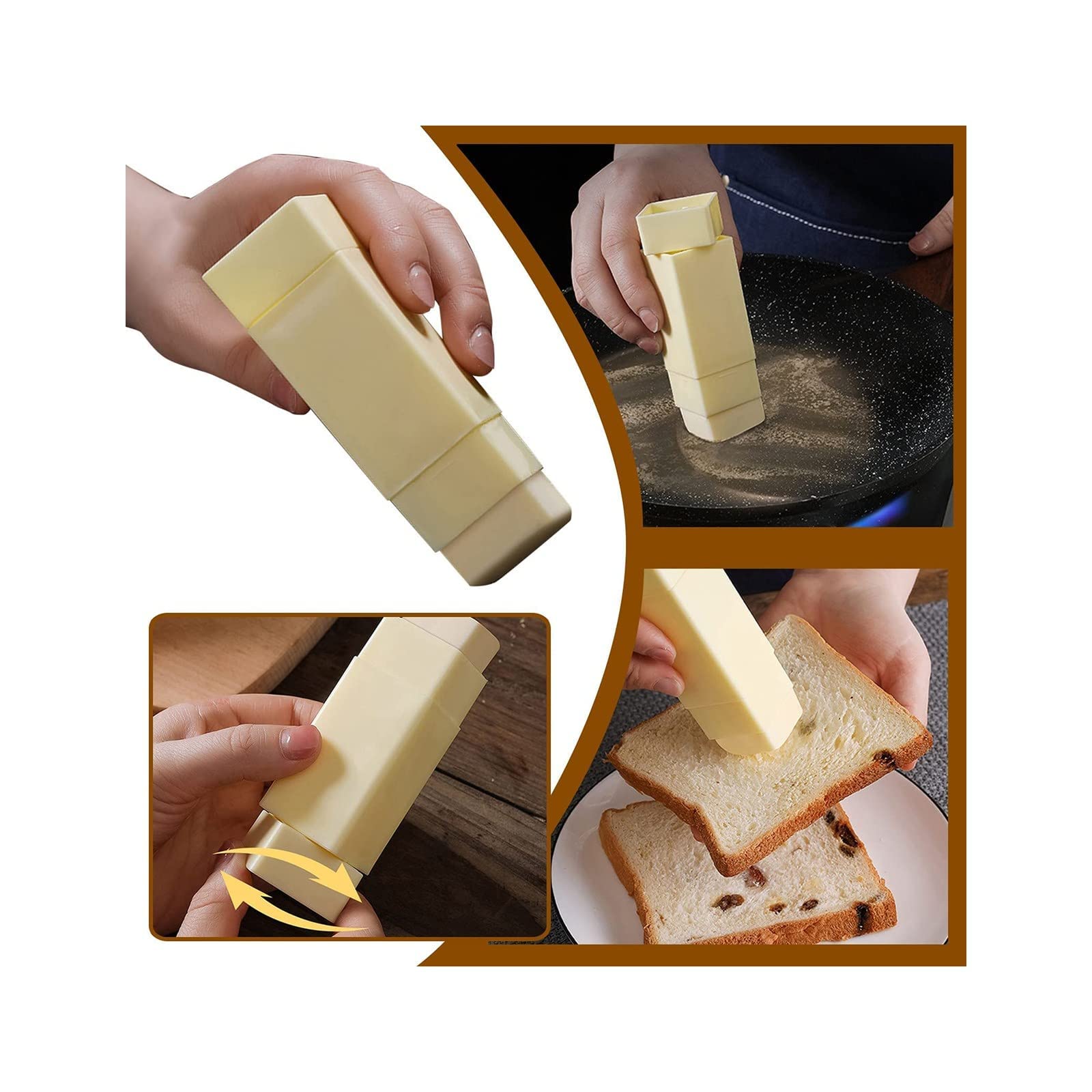 Stuan Butter Stick - Rotary Butter Spreader & Dish Set - Kitchen Baking Gadget for Easy Butter Application - Perfect for Toast, Pancakes & Baking at Home