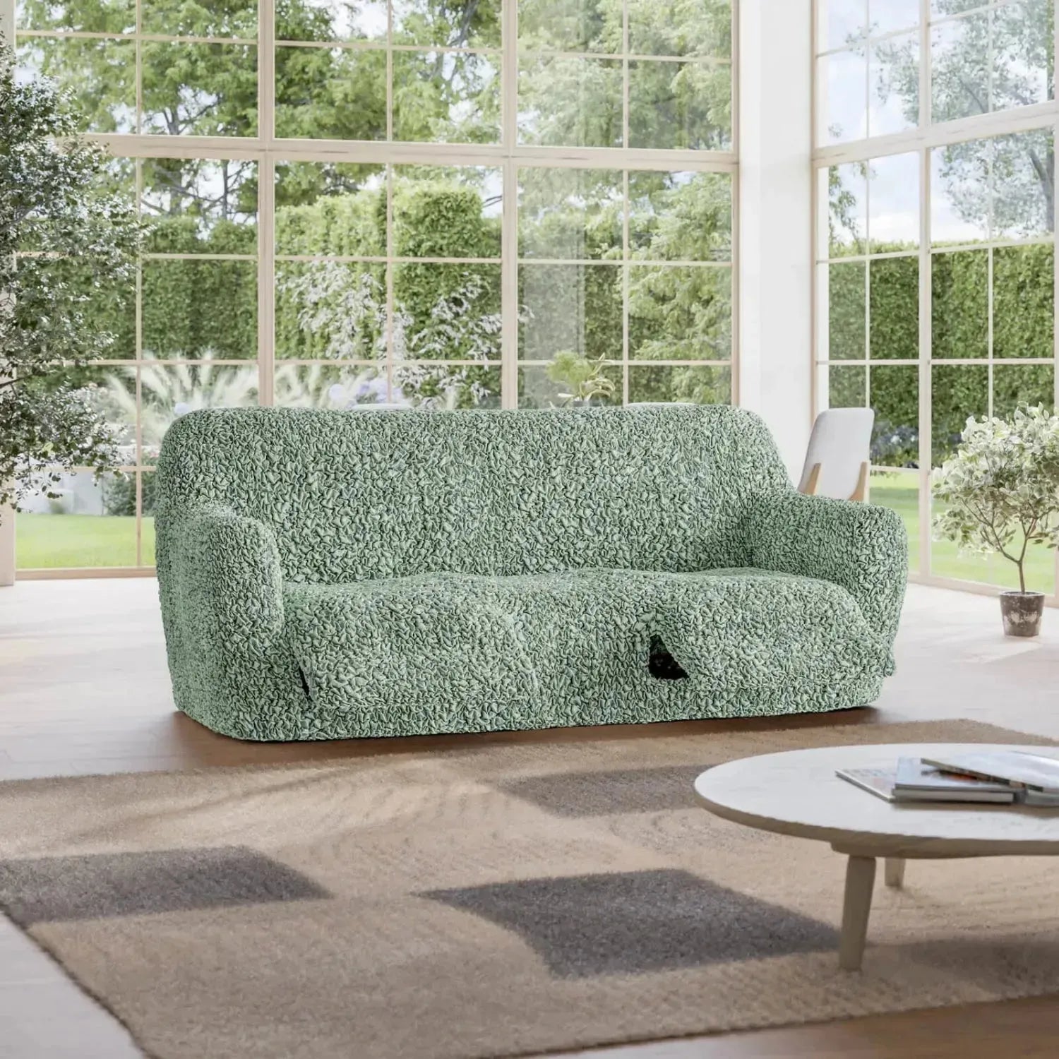 3 Seater Recliner Slipcover - Soft Fuco Cotton Stretch Sofa Cover - Perfect for Living Room, Family Room & Home Theater Furniture Protection