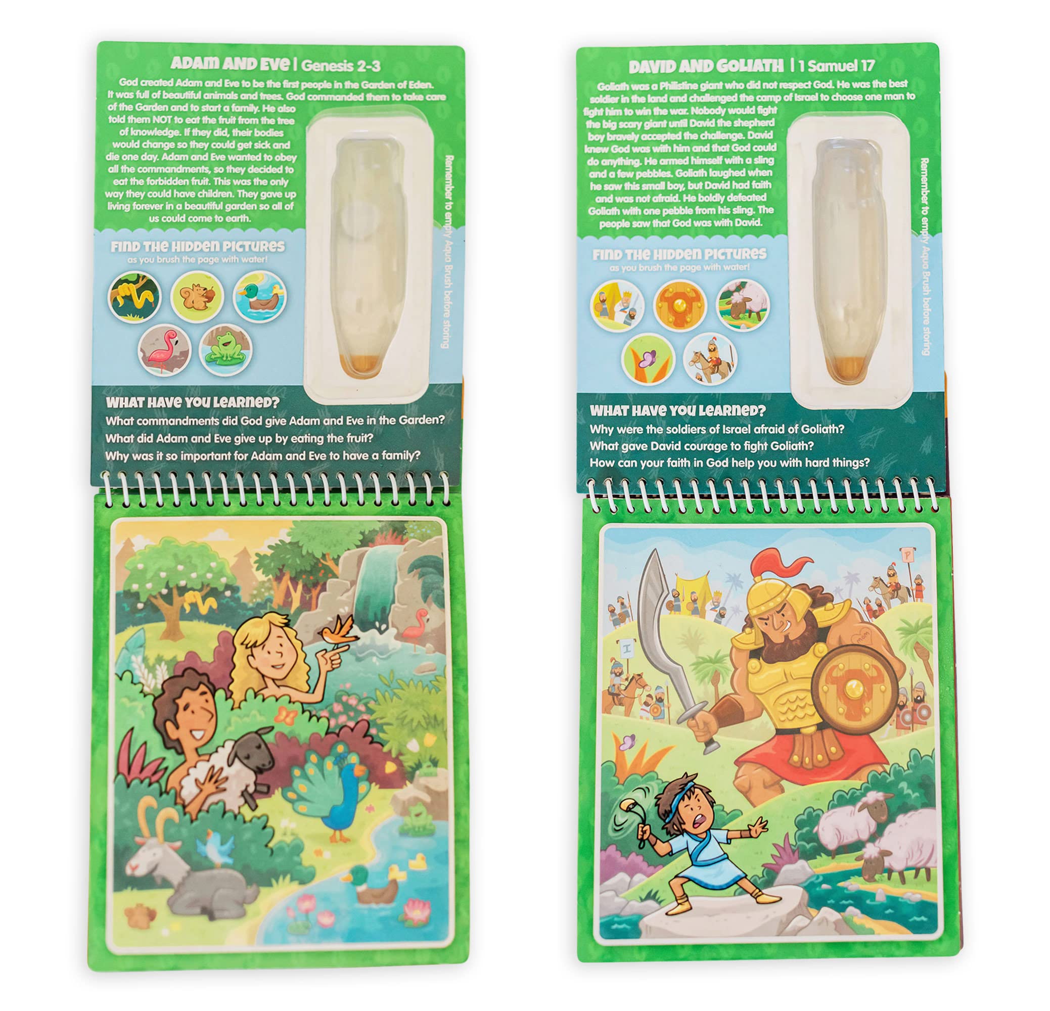 Kanga Toys 4 Pack Aqua Brush Activity Books for Kids Ages 3+ - Old Testament #1, Old Testament #2, New Testament & Book of Mormon Set | Bible Learning & Water Painting Fun for Toddlers & Preschoolers