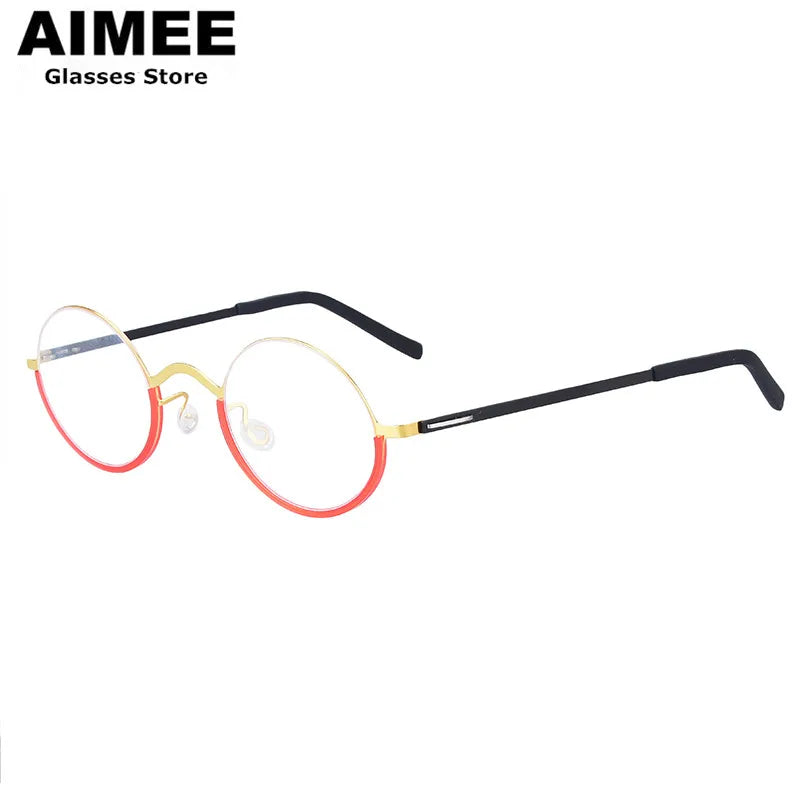 Aimee Women's Full Rim Oval Screwless Titanium Eyeglasses 198801 - Lightweight & Durable Eyewear for Work, Reading & Fashion