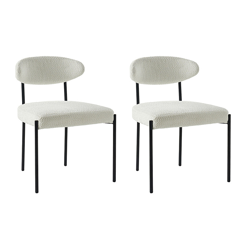 Konstantin Boucle Modern Dining Chair - Mid Century Upholstered Accent Chair for Kitchen, Dining Room & Office - Comfortable Velvet Fabric Seat with Wooden Legs