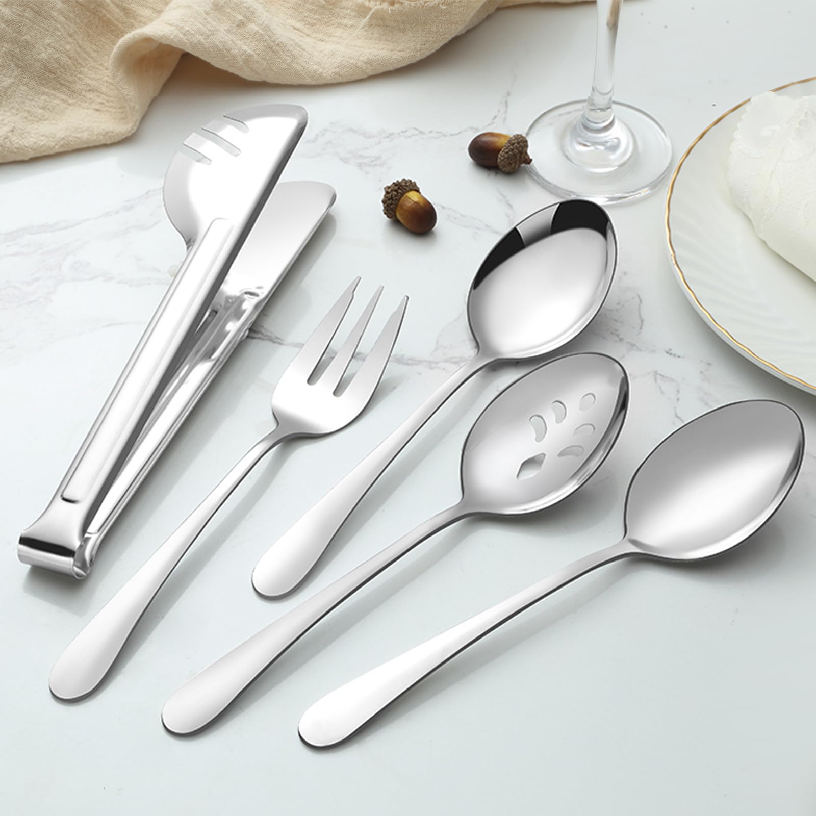 BEWOS 16-Piece Stainless Steel Serving Utensil Set - 9.1