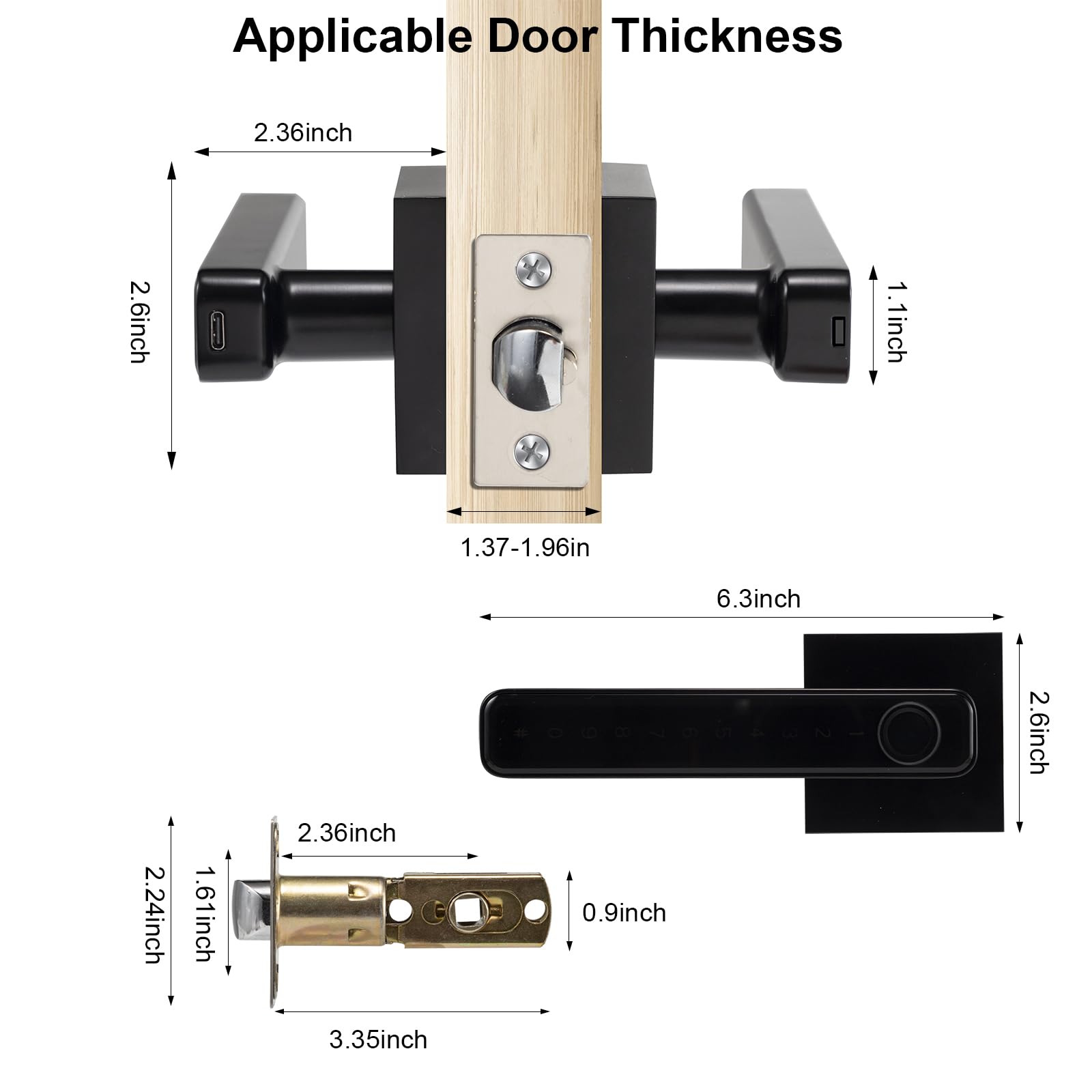 HaiZR Smart Door Lock - 4-in-1 Keyless Entry with APP, Fingerprint, Keypad & Key Options - Secure Digital Door Lock for Home, Office & Hotel (Black) - Perfect for Modern Smart Homes & Vacation Rentals