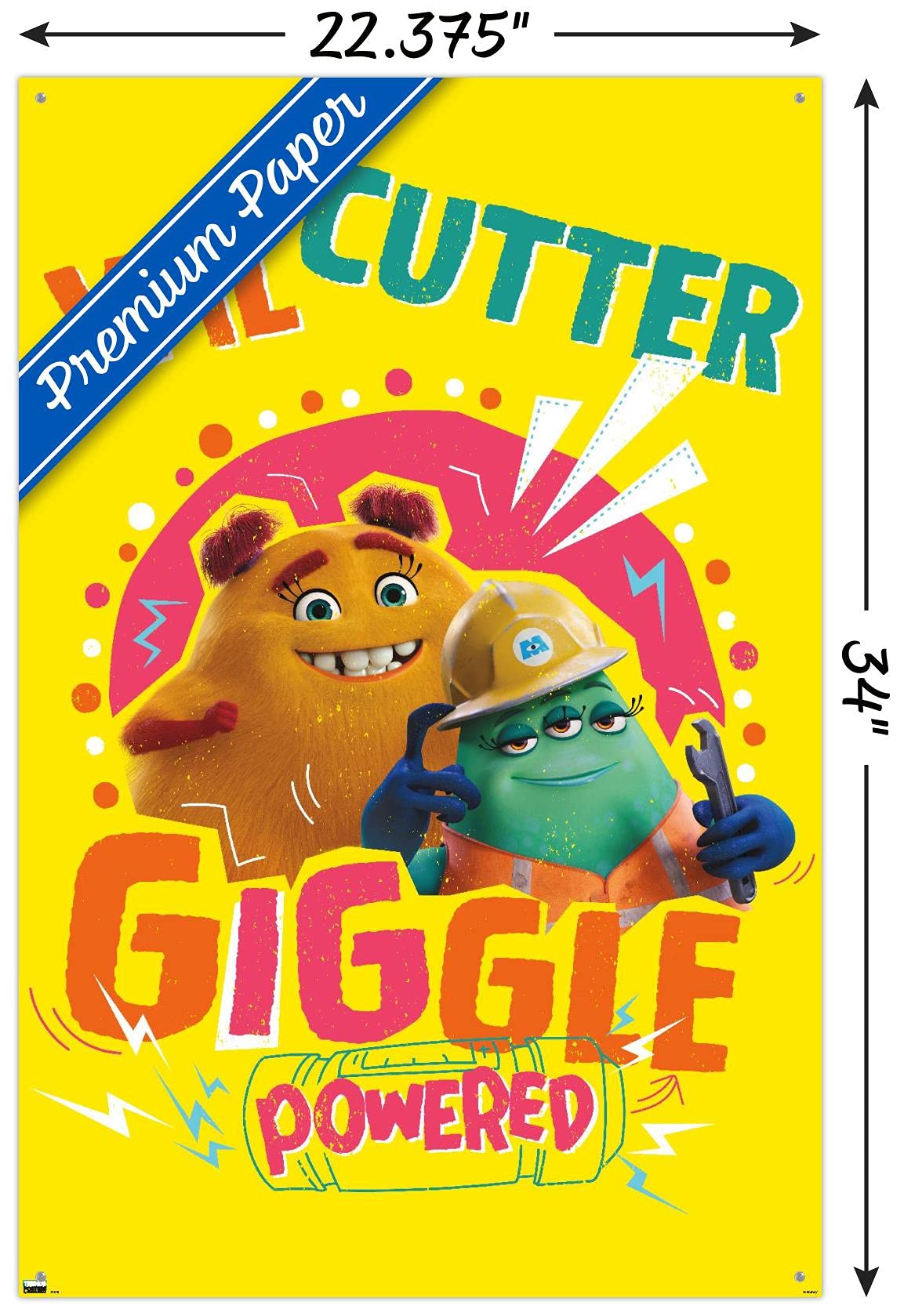 Disney Monsters at Work Giggle Wall Poster with Pushpins - Fun Kids Room Decor for Playrooms & Bedrooms