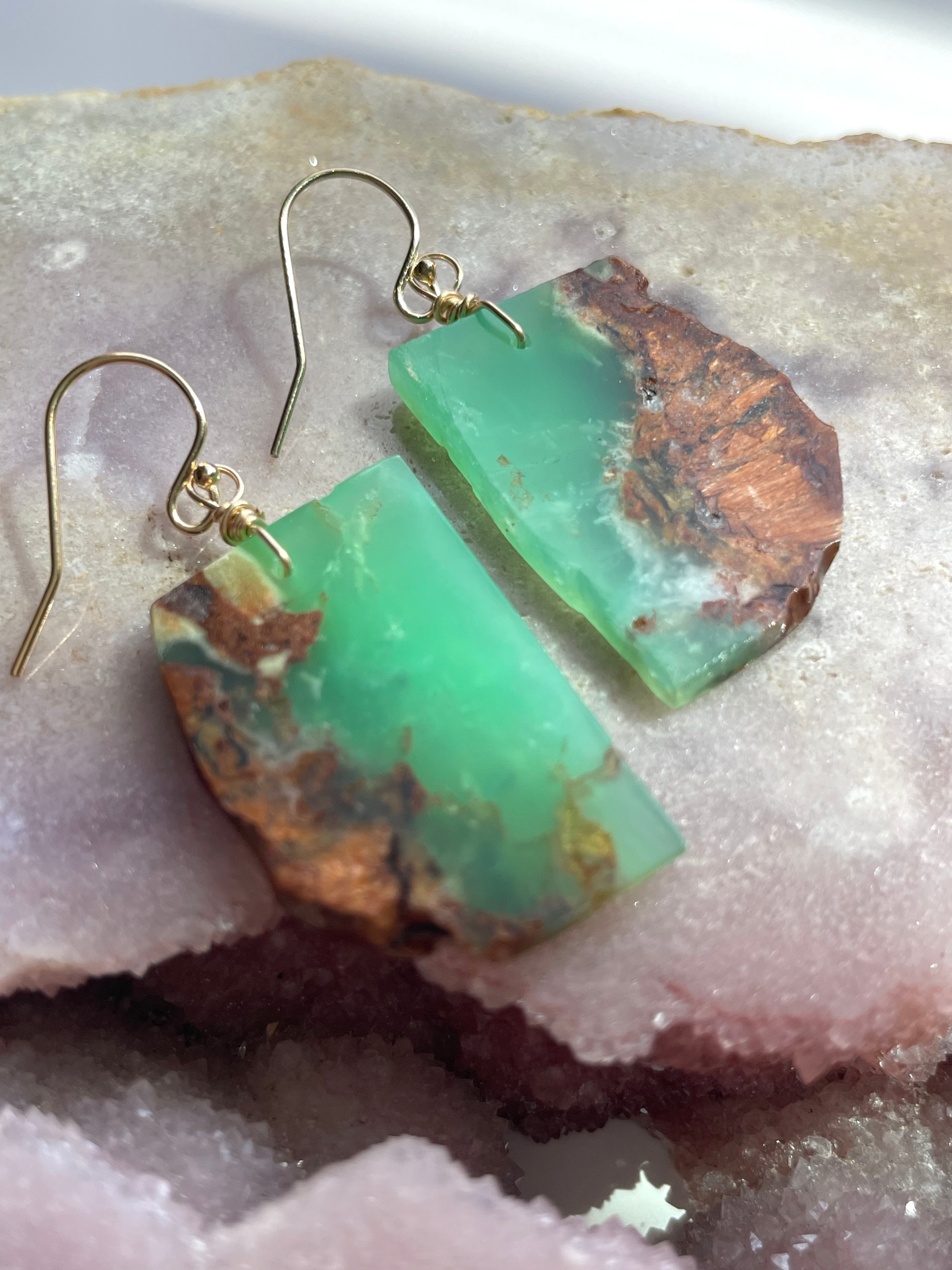 Chrysoprase Statement Earrings - 14K Gold Filled Dangle Earrings for Women | Elegant Jewelry Gift for Birthday, Anniversary & Special Occasions
