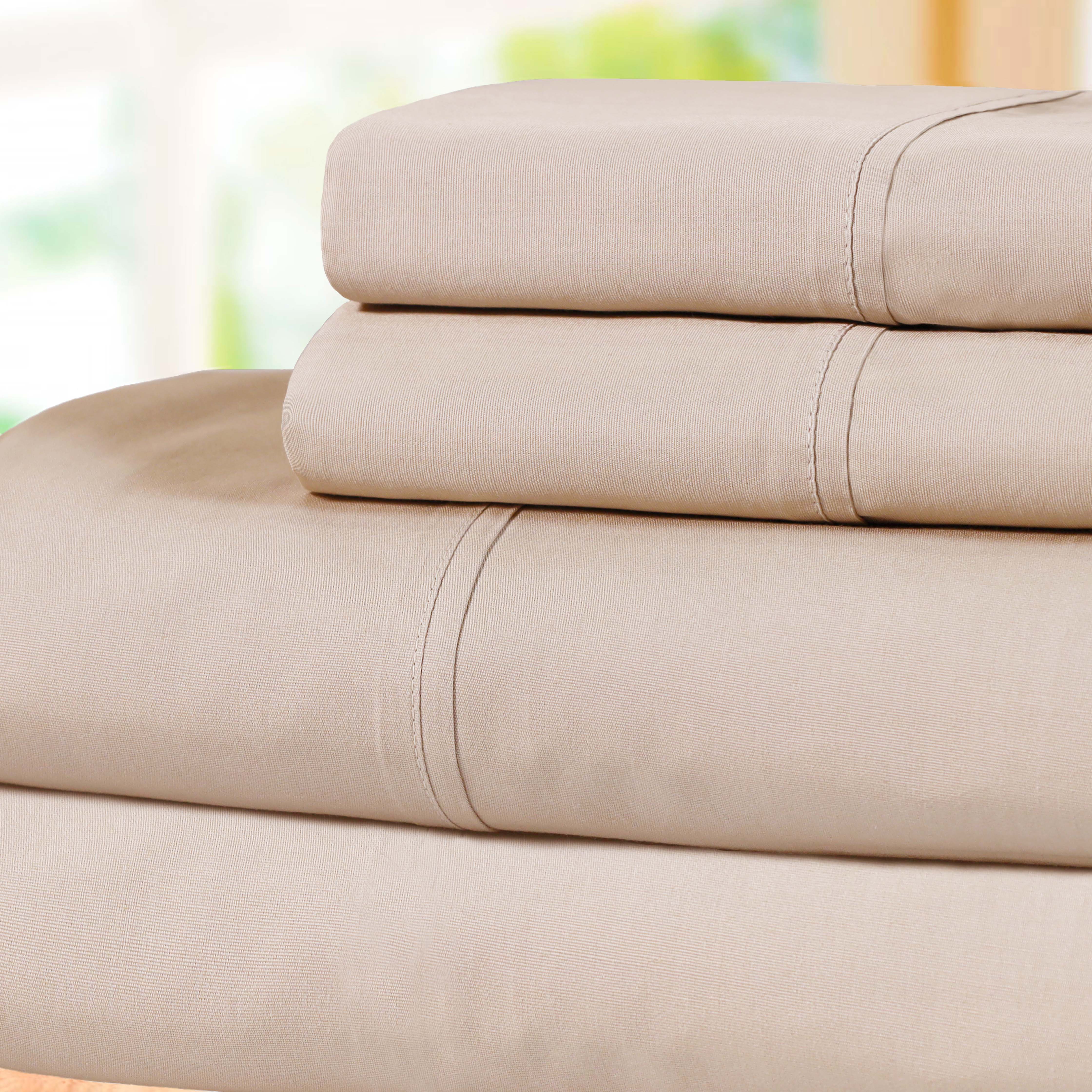 300 Thread Count Cotton Percale Solid Deep Pocket Bed Sheet Set - Queen Size, Soft & Breathable Luxury Sheets for Comfortable Sleep - Perfect for Master Bedroom, Guest Room or Vacation Home