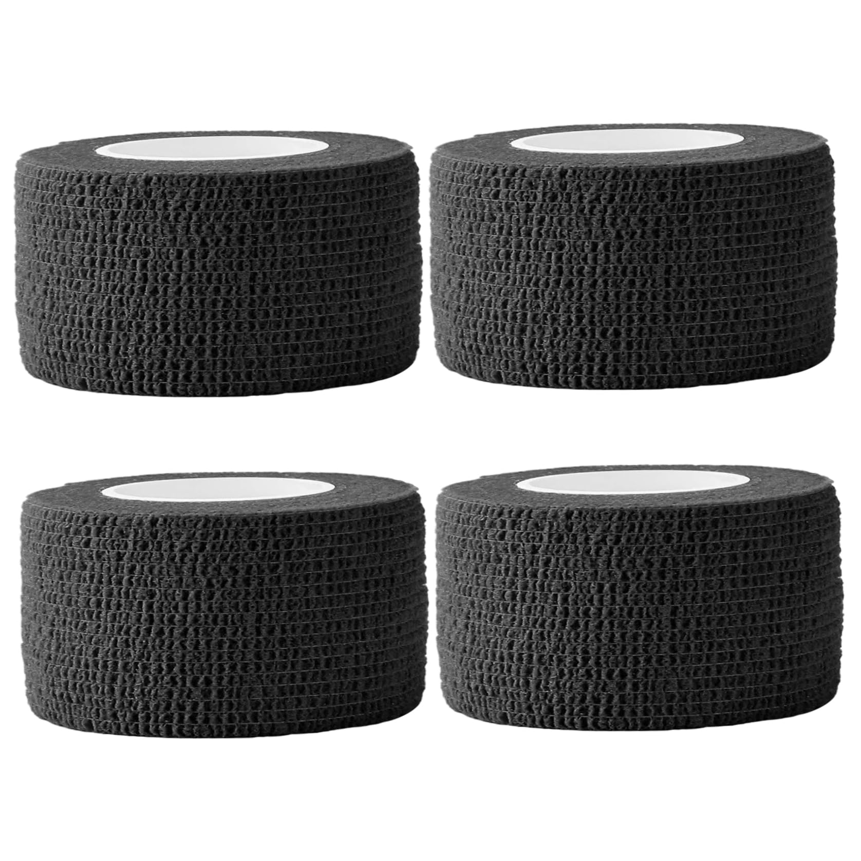 4 PCS Self-Adhesive Bandage Wrap - Breathable Non-Woven Wrist Tape & Vet Wrap for Sports Injuries, Ankle Sprains & Pet Care (Black, 177x1 Inch) - Ideal for Athletic Support, First Aid Kits & Dog Wound Protection