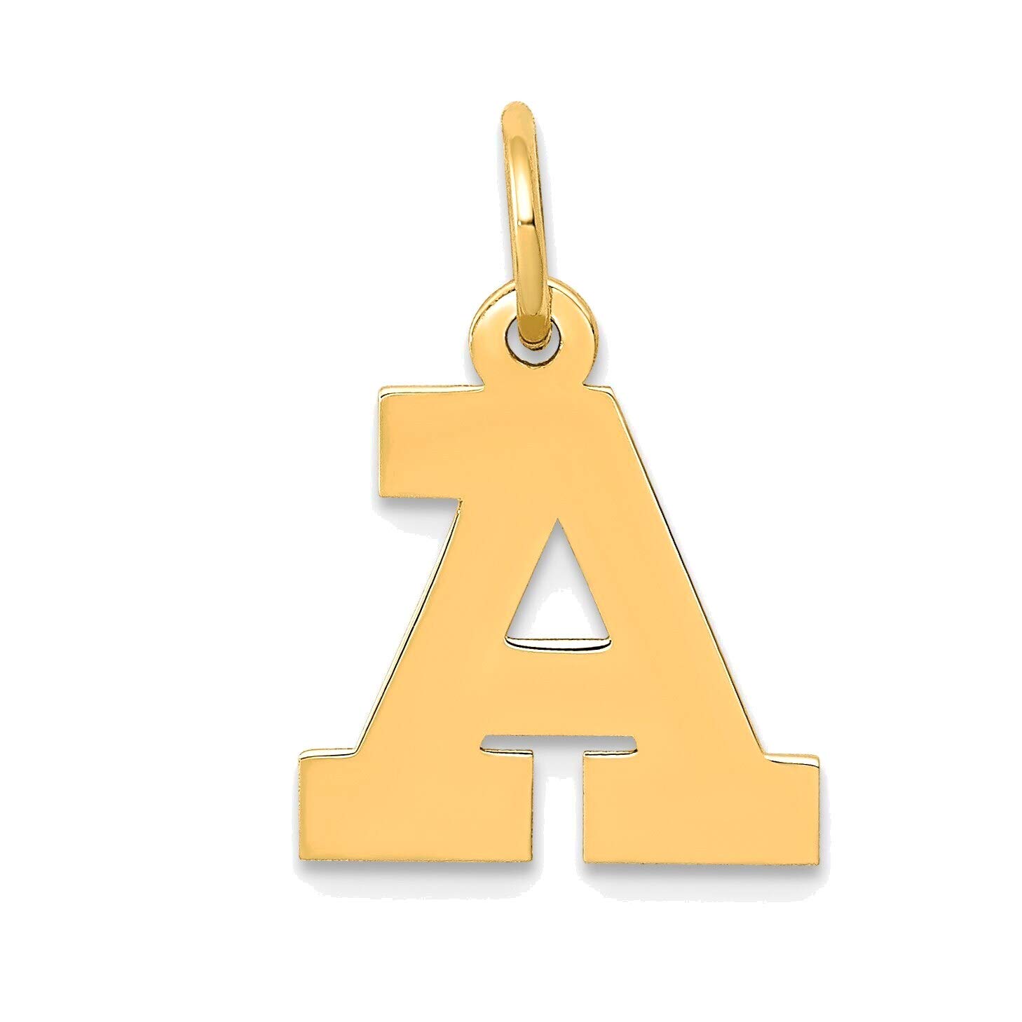 14K Yellow Gold Small Block Initial A Charm Pendant Necklace - Personalized Jewelry Gift for Women, Birthday, Anniversary, Valentine's Day