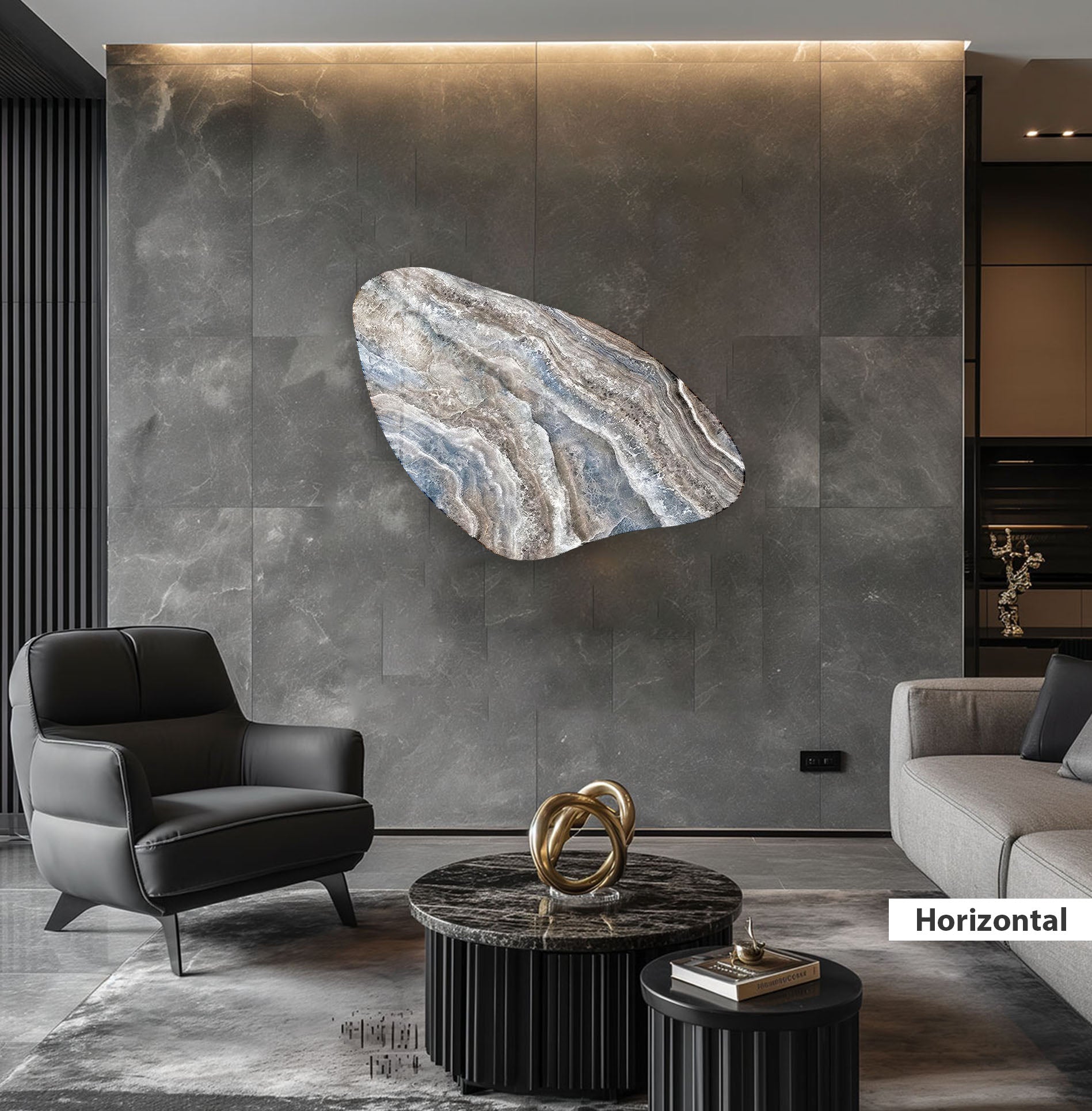 Blue Marble Pattern Glass Wall Art - Modern Aesthetic Home Decor for Living Room, Bedroom & Office | Shatterproof & Easy to Hang