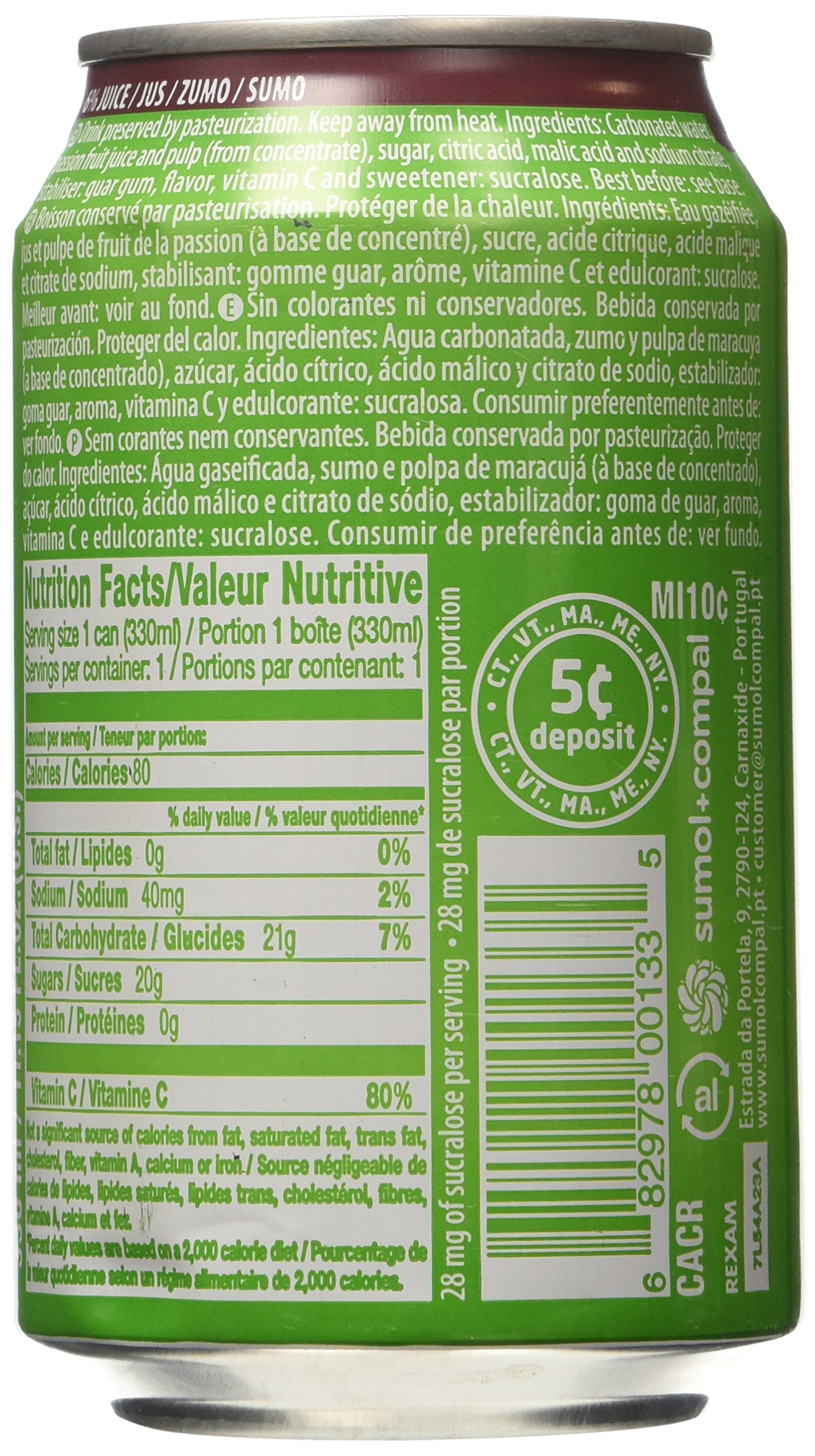 Sumol Passion Fruit Soda - 6 Pack (11.15 Oz Cans) | Refreshing Tropical Flavor from Portugal | Perfect for Parties, BBQs & Summer Refreshment