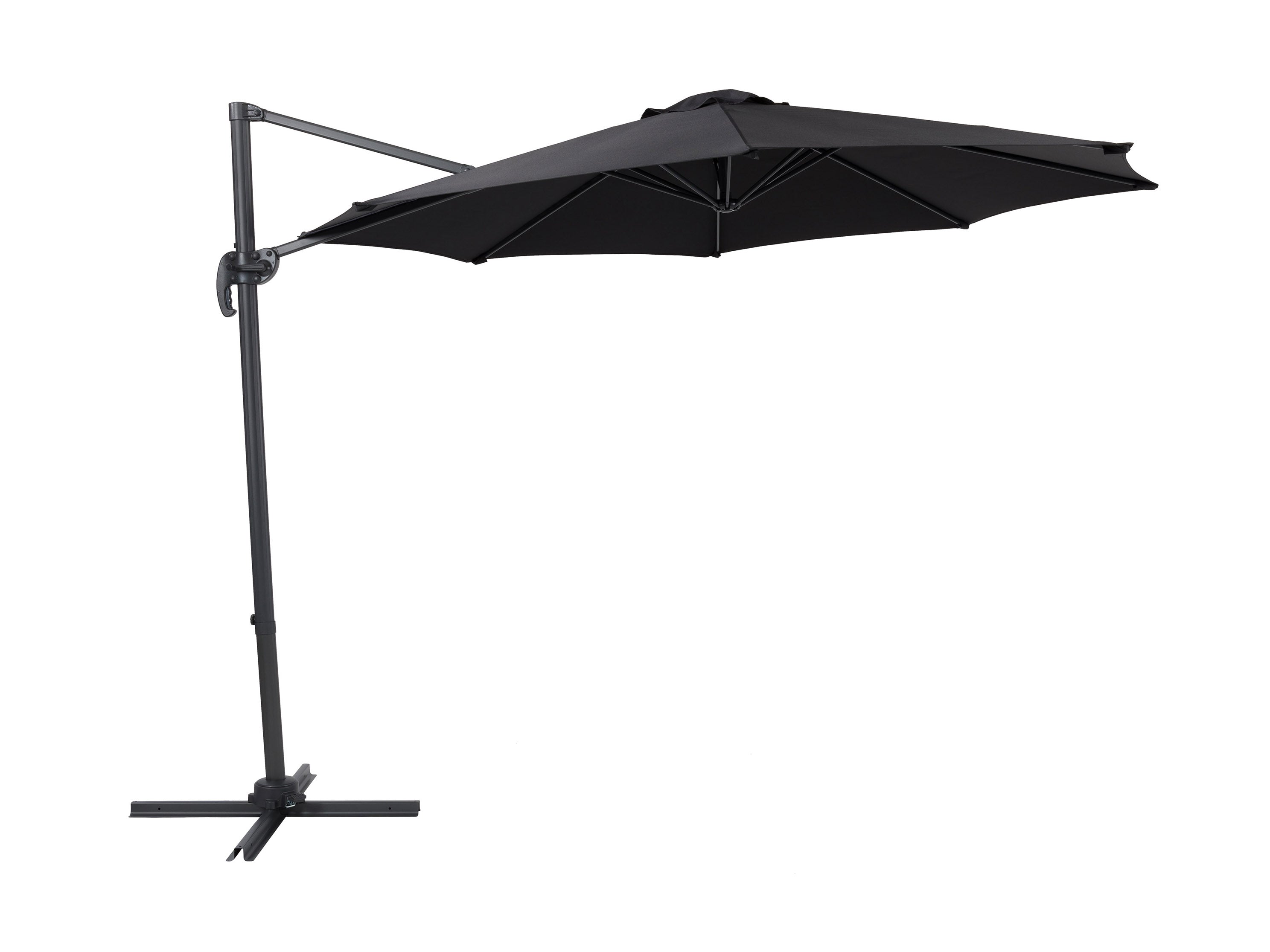 9.5ft Offset Patio Umbrella with 360 Degree Rotation - Durable Outdoor Cantilever Umbrella in Black for Poolside, Garden, and Backyard Relaxation