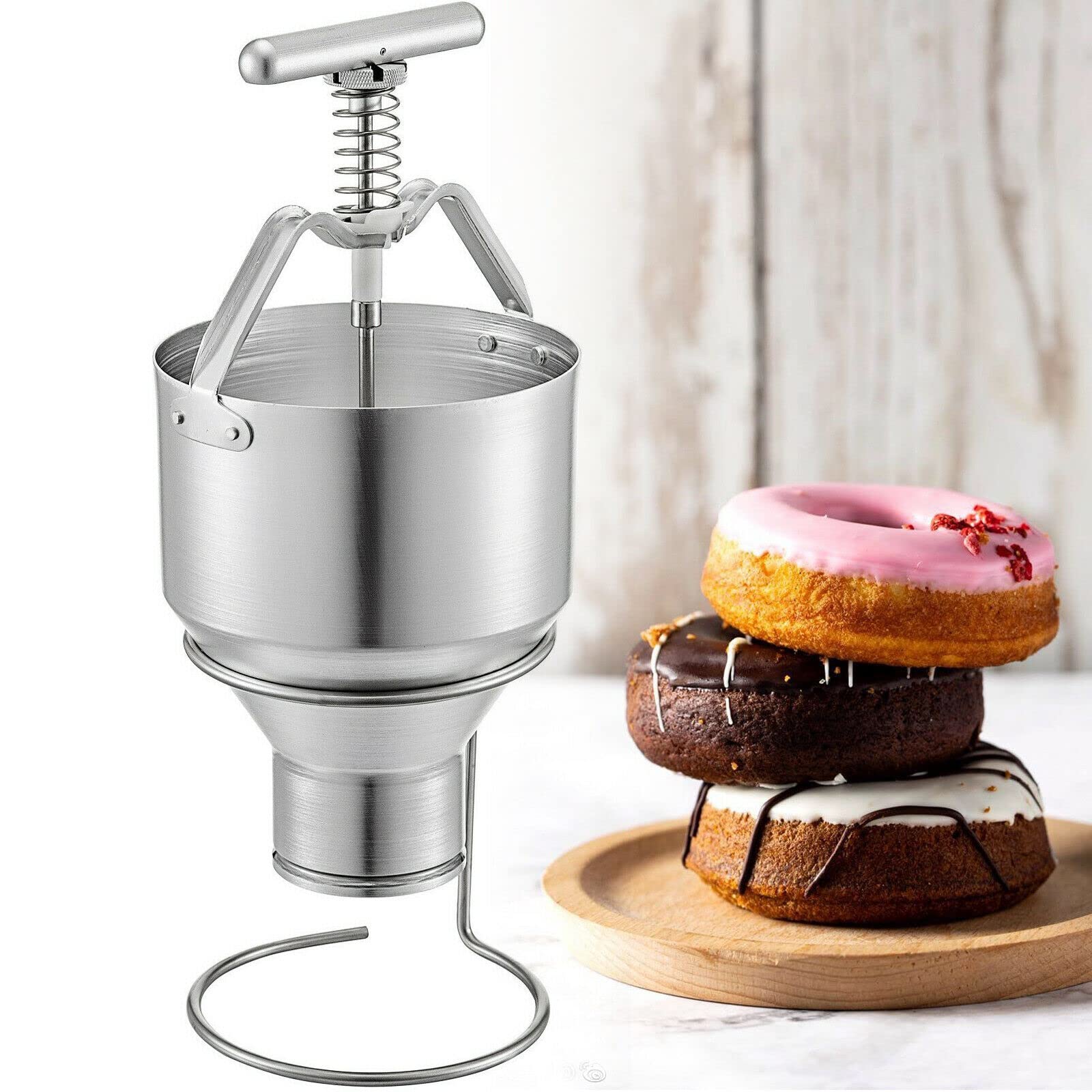 Commercial Donut Depositor 5L Capacity - Manual Batter Dispenser with Stand & 6 Adjustable Thicknesses - Perfect for Bakeries, Donut Shops & Home Baking
