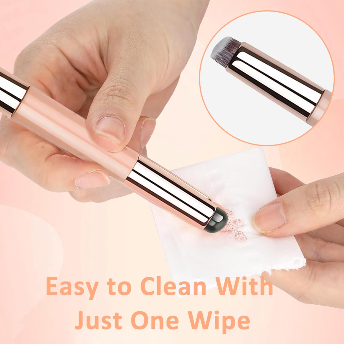 MAYCREATE® 2-in-1 Silicone Lip Brush & Concealer Brush - Double-Sided Travel Lipstick Applicator for Lip Gloss, Foundation, Makeup (Pink) | Perfect for On-the-Go Touch Ups & Professional Makeup Application