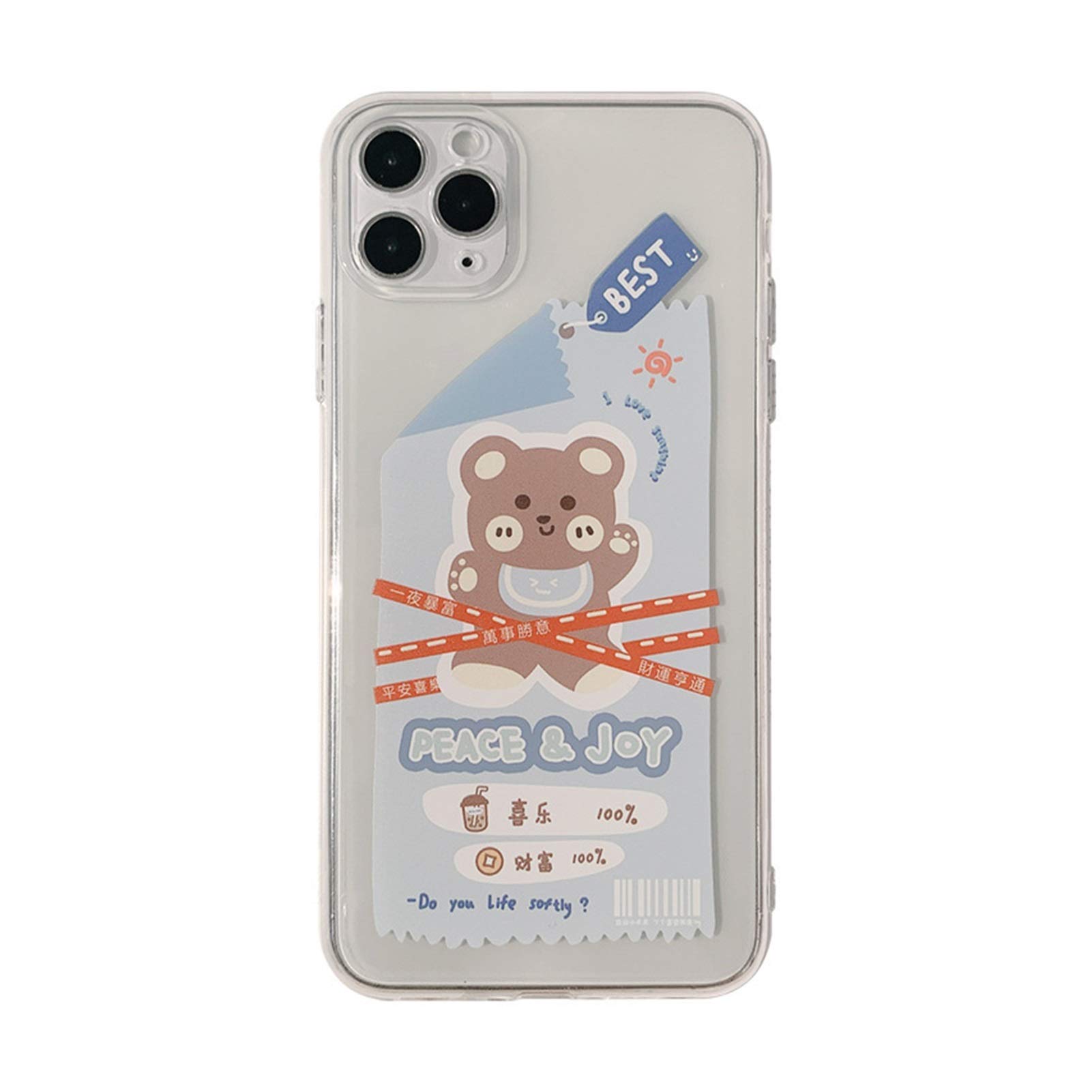 Cute Clear Cartoon Bear Korean Phone Case for iPhone 12/11/Pro Max/Xr/X/Xs Max/7/8/SE 2020 - Soft TPU Protective Cover (A Style) - Perfect for Daily Use, School & Office Protection
