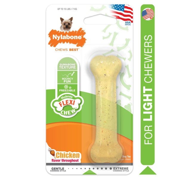 Nylabone Flexichew Moderate Chew Chicken Flavor Dog Chew Toy - Durable Dental Chew for Medium Chewers, Promotes Healthy Teeth & Gums - Perfect for Playtime, Training Rewards, and Anxiety Relief
