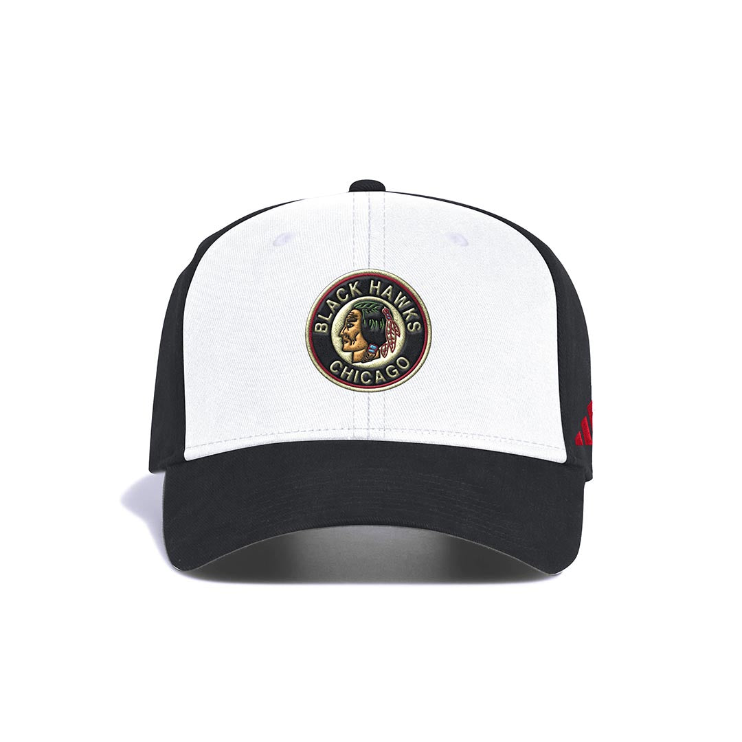 Adidas Chicago Blackhawks Structured Adjustable Baseball Cap - Official NHL Hockey Hat for Men & Women - Perfect for Games, Sports Events & Casual Wear (IA2603)