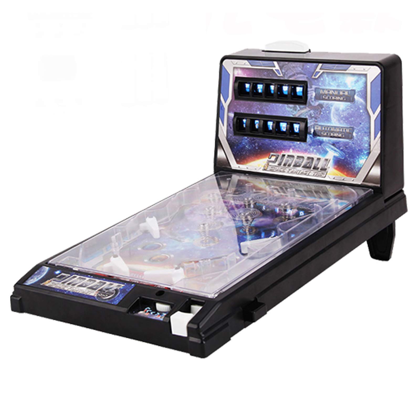 HXFAFA Desktop Pinball Machine - Space Theme Electronic Arcade Game with LED Lights, Sound Effects & Score Counter - Fun Parent-Child Interactive Toy for Home & Office Entertainment